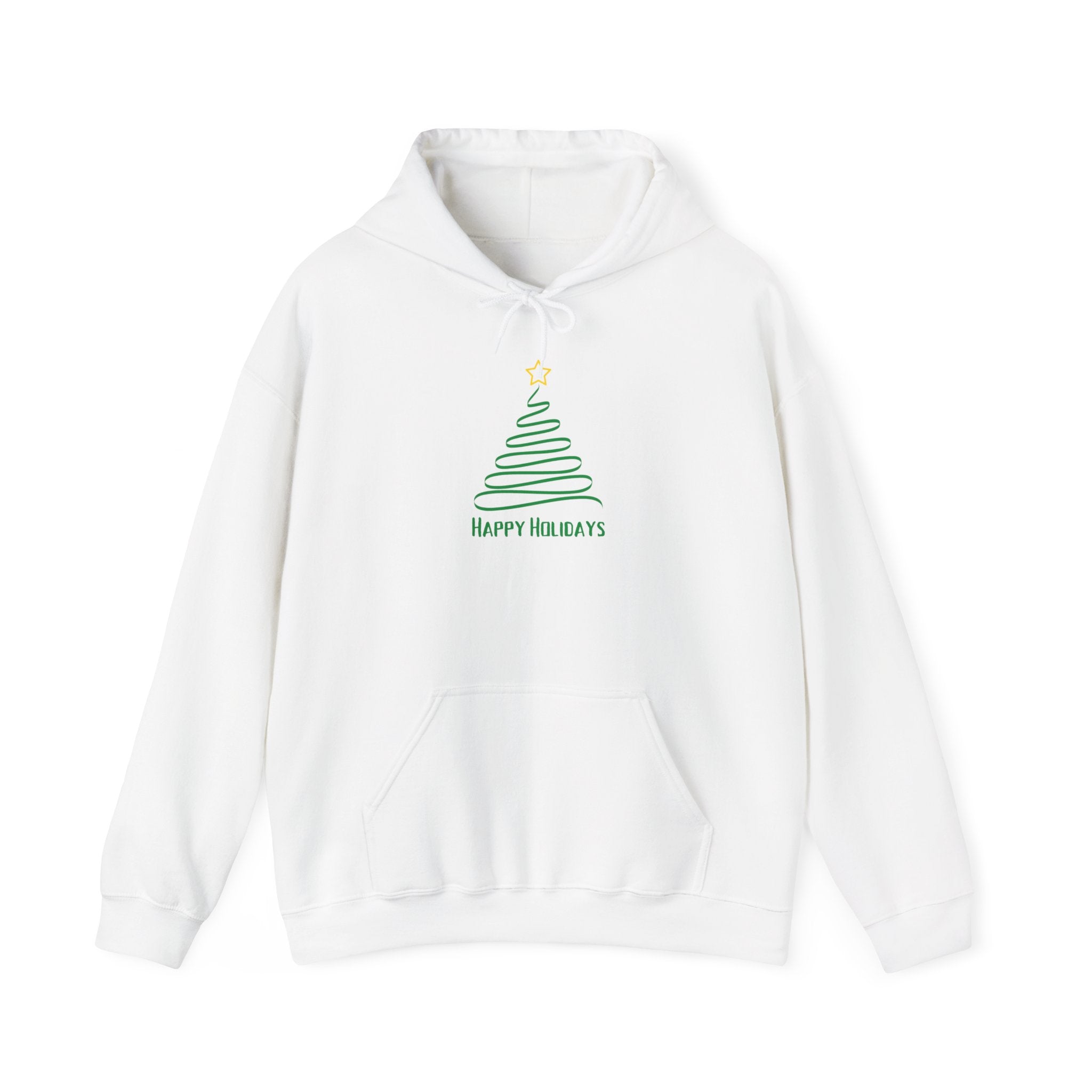 Holiday Tree Hoodie – Minimal "Happy Holidays" Christmas Sweatshirt
