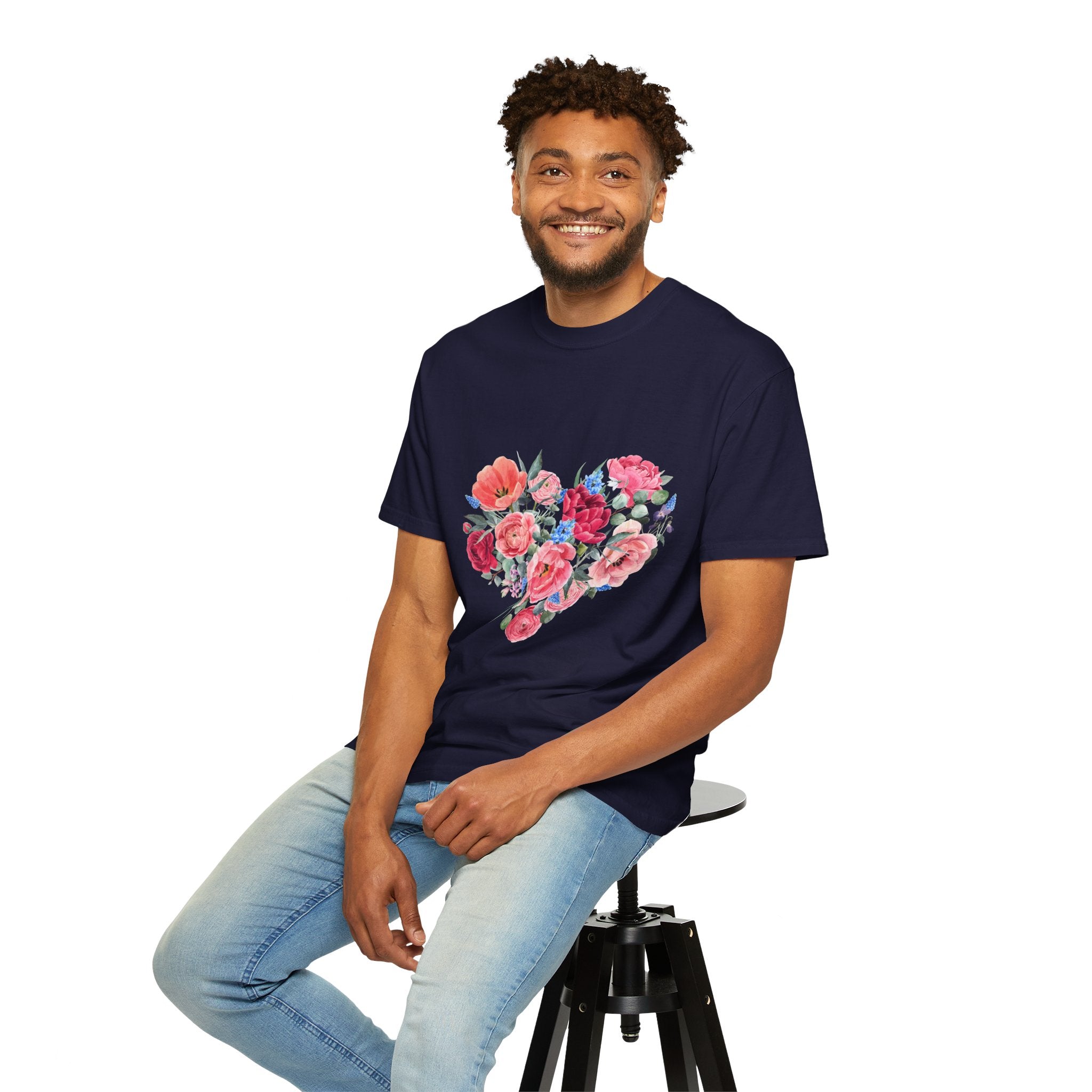 Floral Heart T-Shirt – Watercolor Rose Heart Graphic Tee (Valentine’s Day, Mother's Day)