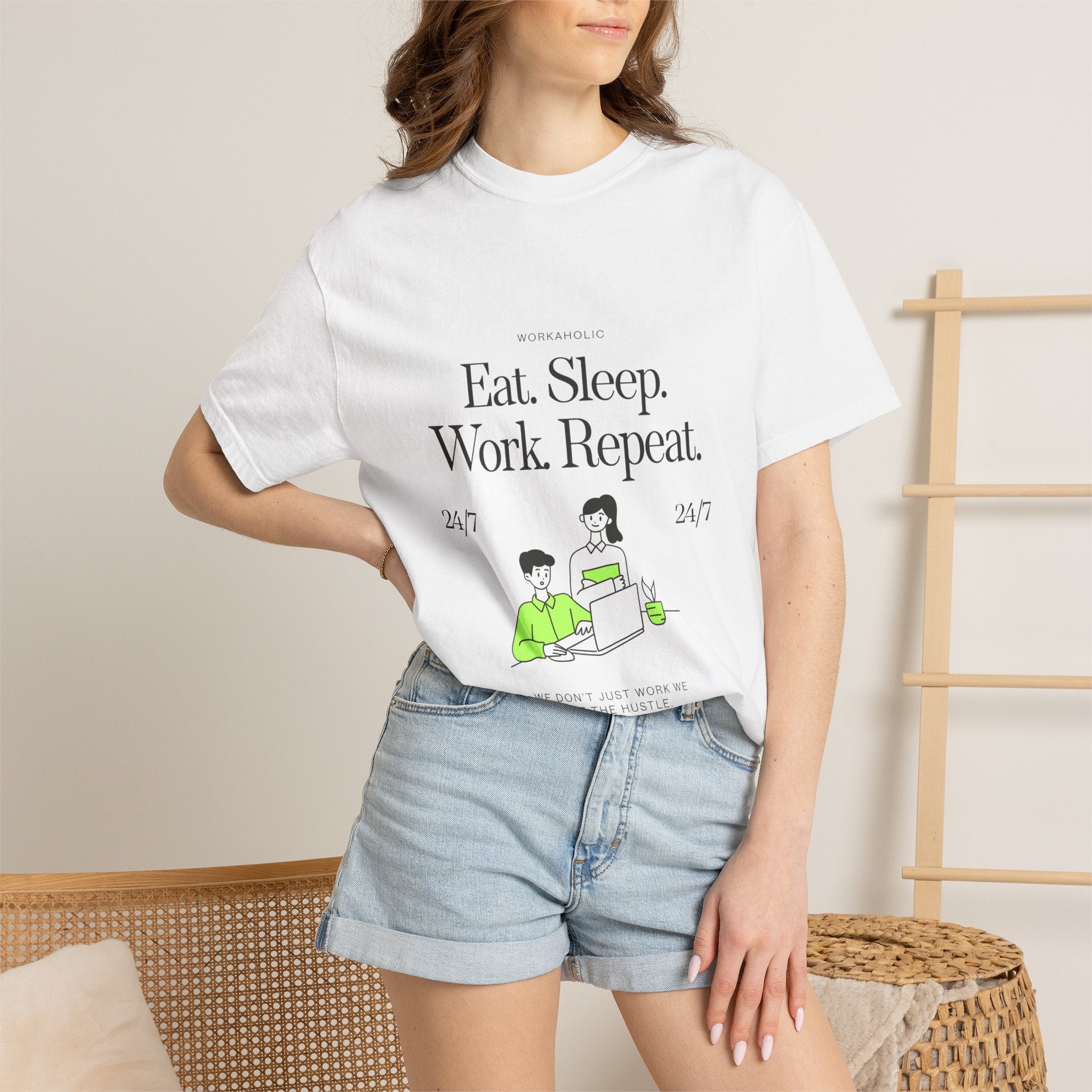 Eat. Sleep. Work. Repeat. Tee — Minimalist Remote Work Graphic T-Shirt