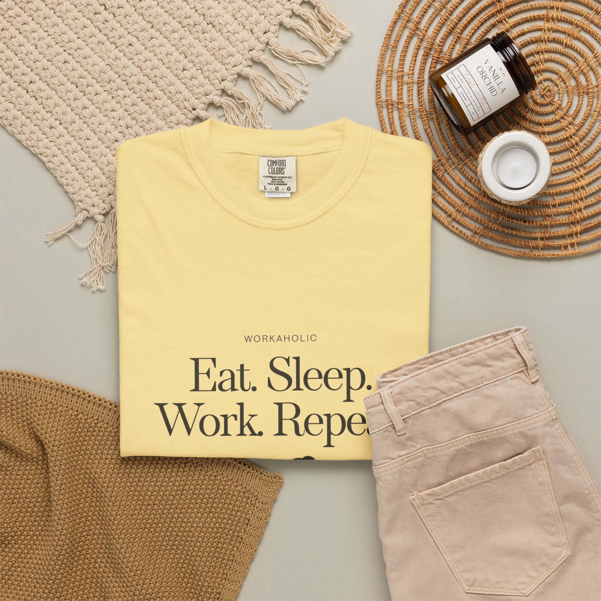 Eat. Sleep. Work. Repeat. Tee — Minimalist Remote Work Graphic T-Shirt