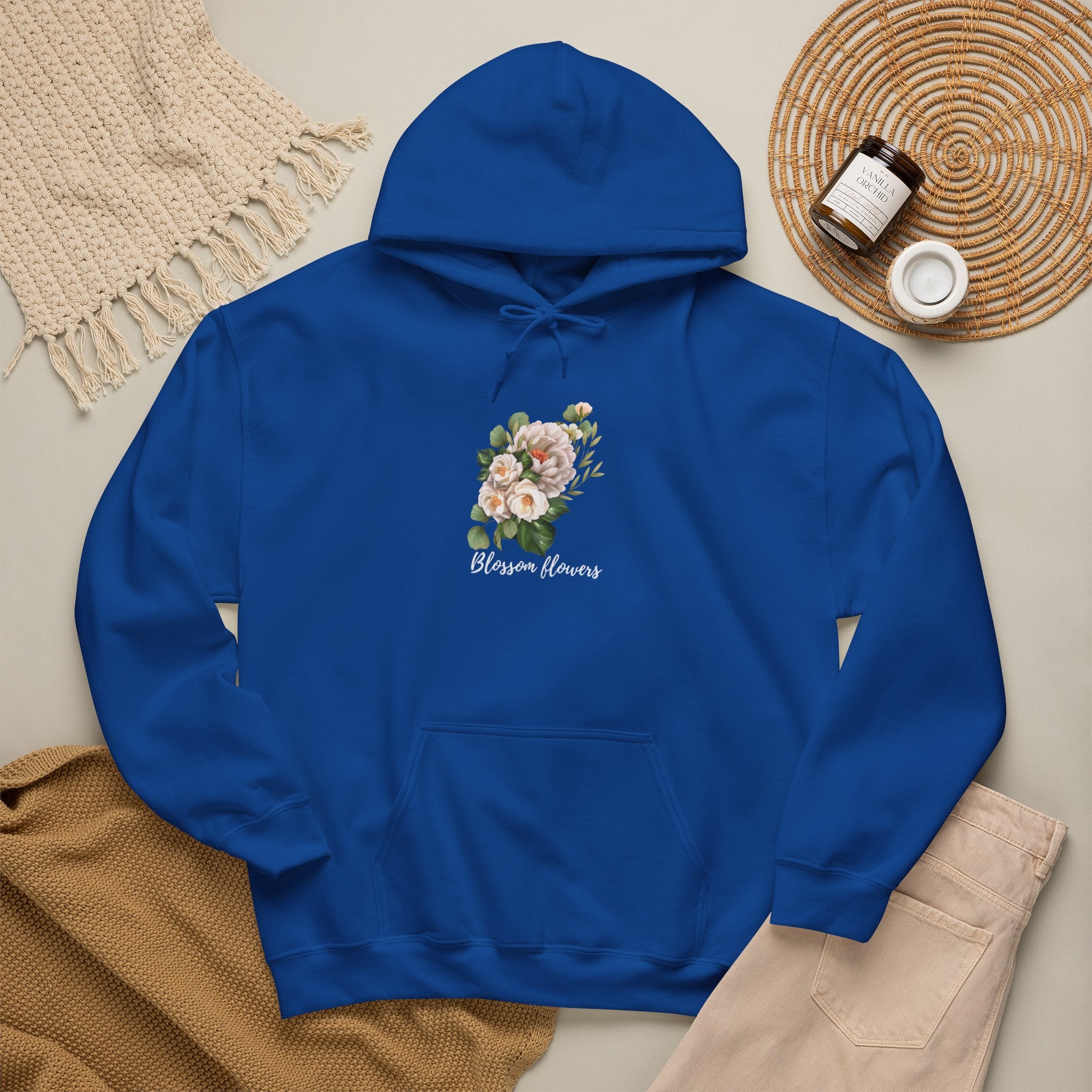 Floral 'Blossom Flowers' Hoodie – Soft Vintage Rose Graphic