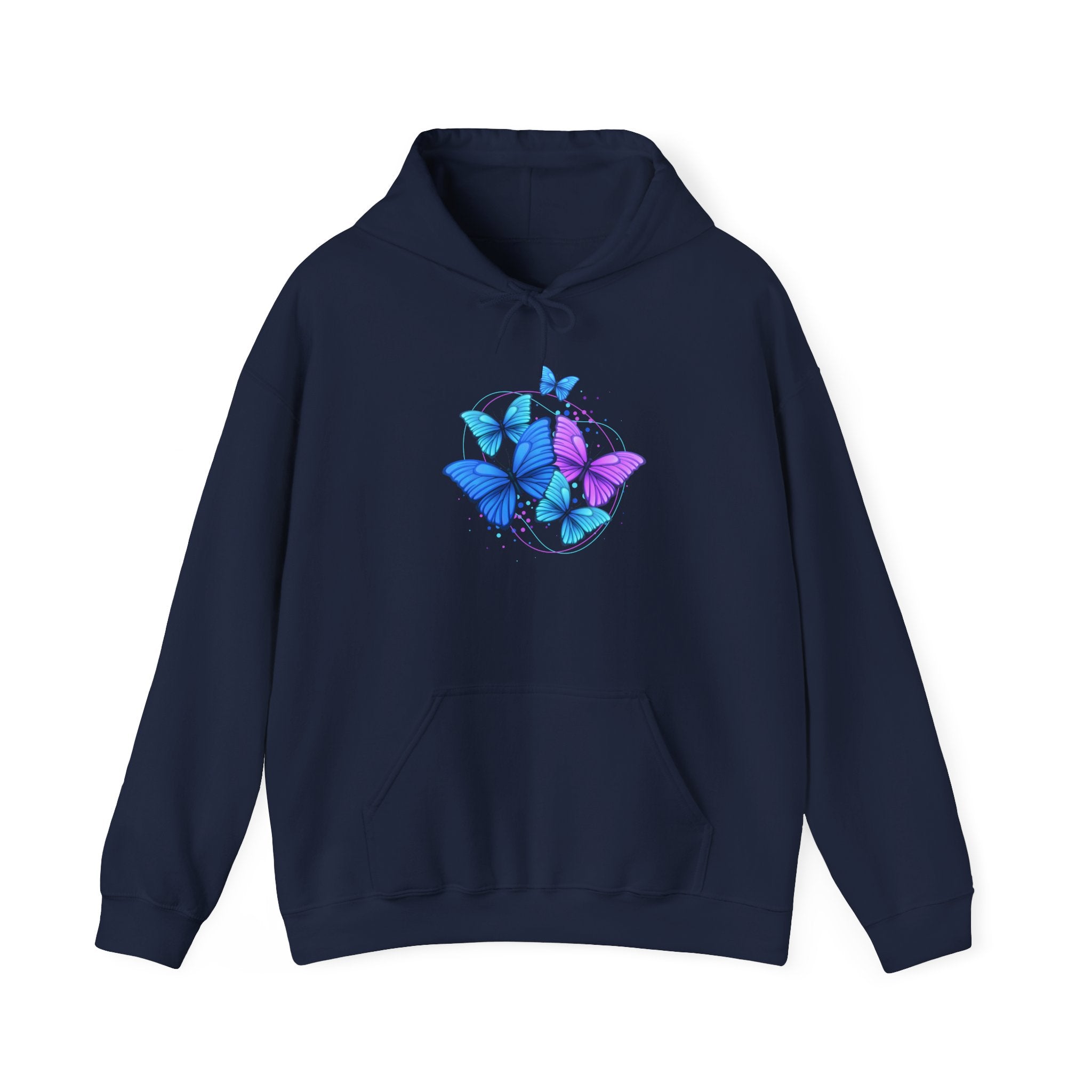 Butterfly Cluster Hoodie – Blue & Purple Butterfly Graphic Sweatshirt