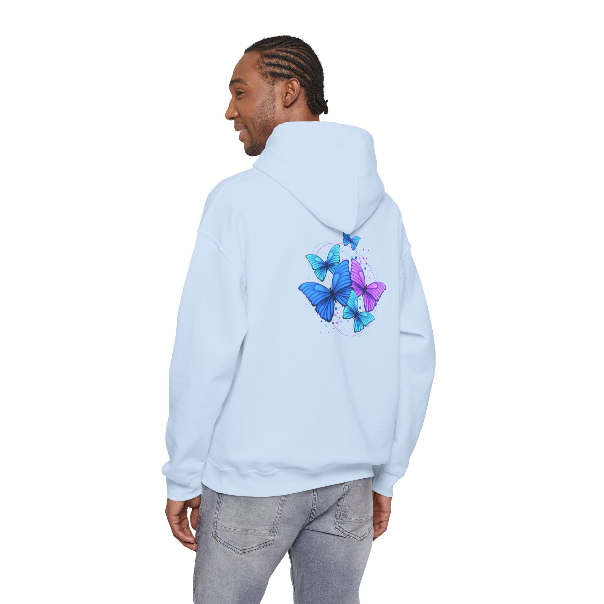 Butterfly Cluster Hoodie – Blue & Purple Butterfly Graphic Sweatshirt