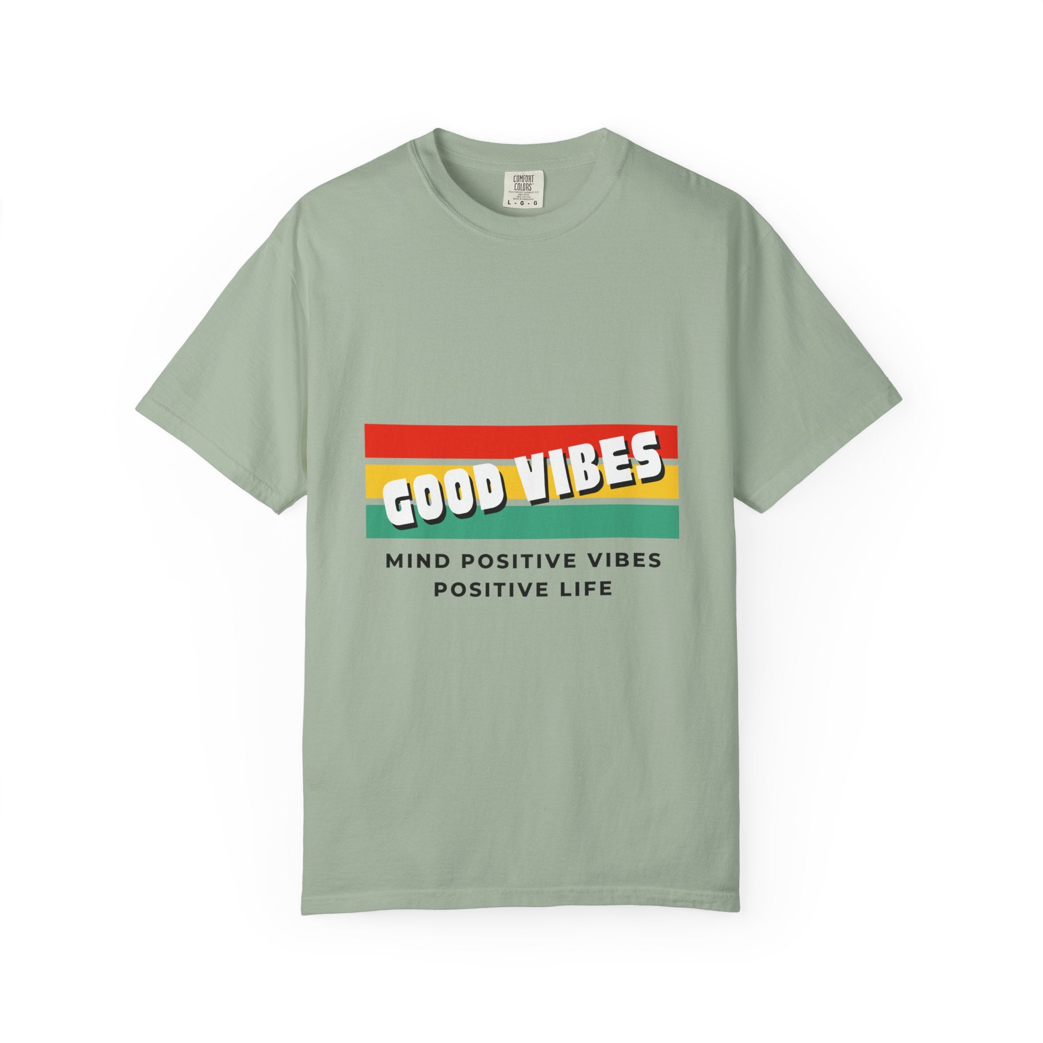 Good Vibes T-Shirt — Retro Stripes “Mind Positive Vibes, Positive Life”