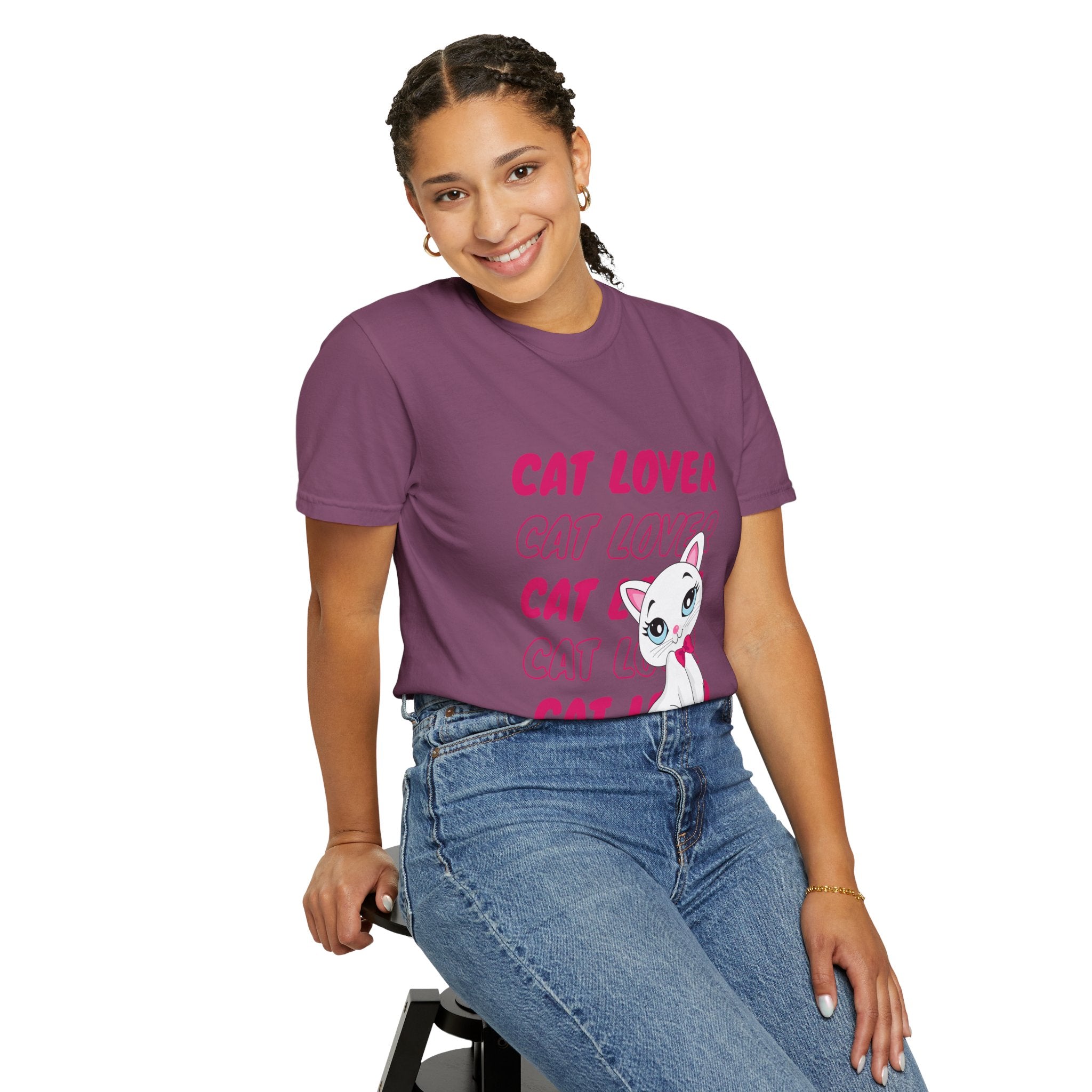 Cat Lover T-Shirt — Cute White Kitten Graphic Tee for Cat Moms & Fans
