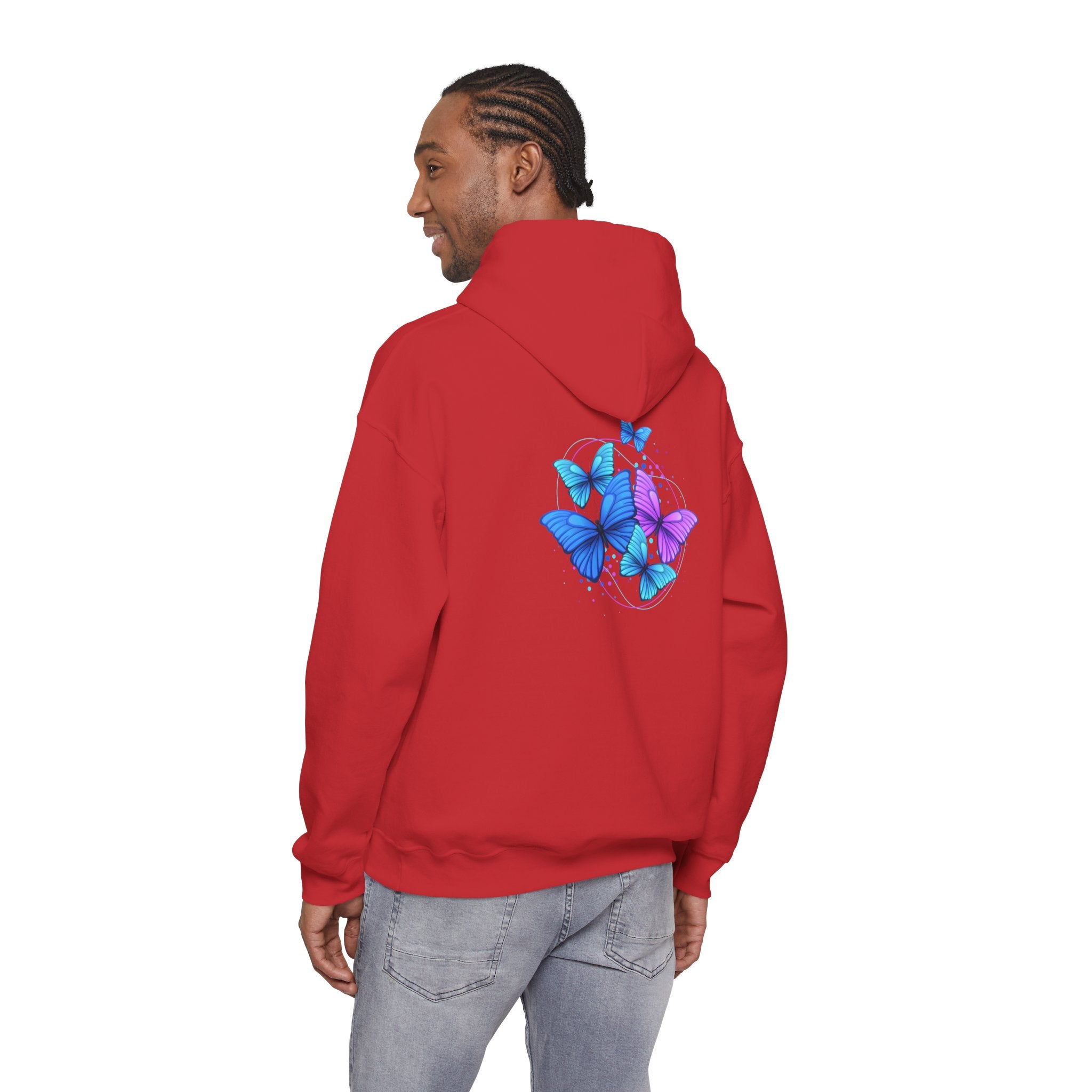 Butterfly Cluster Hoodie – Blue & Purple Butterfly Graphic Sweatshirt