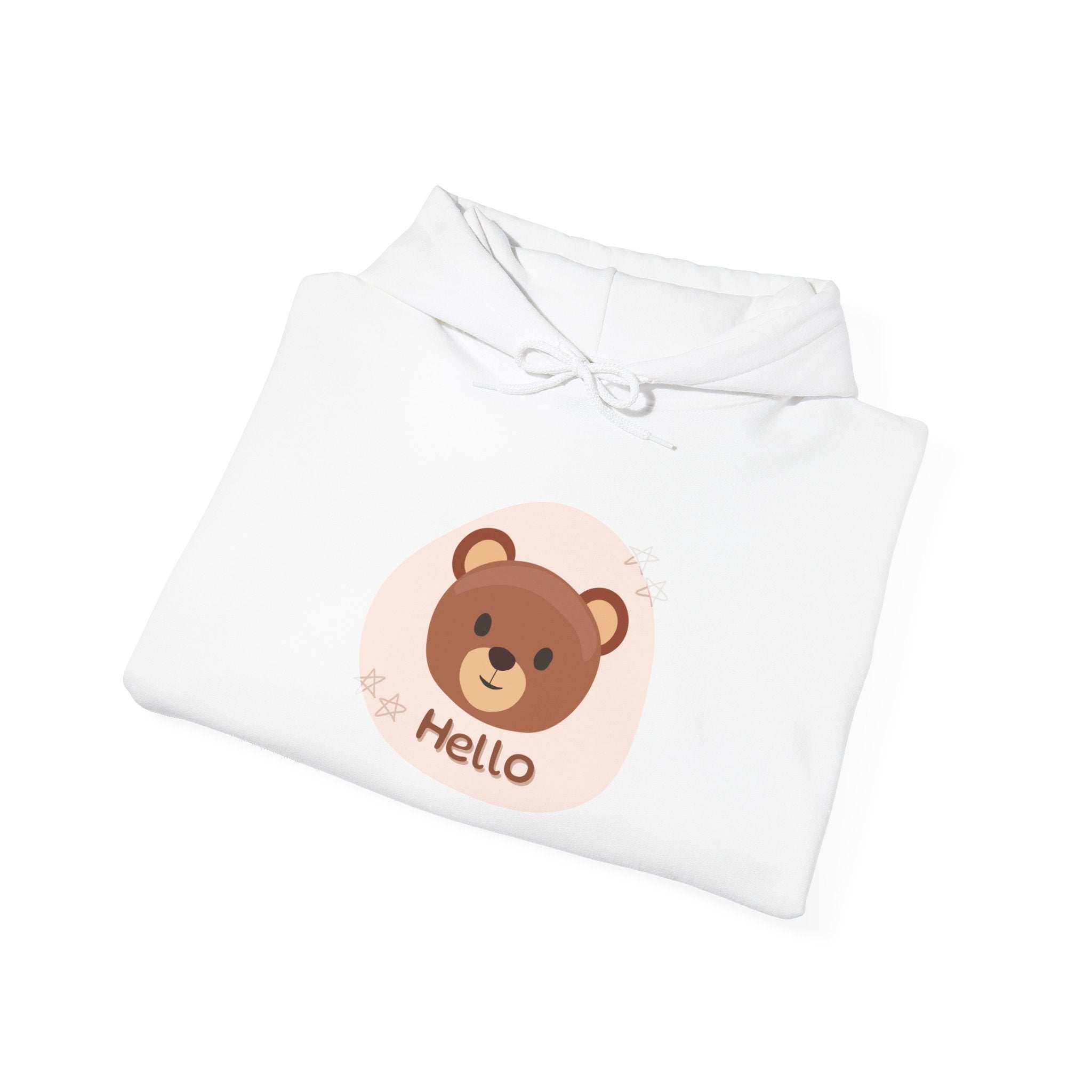 Bear Hello Hoodie - Cute Cartoon Bear Graphic Pullover