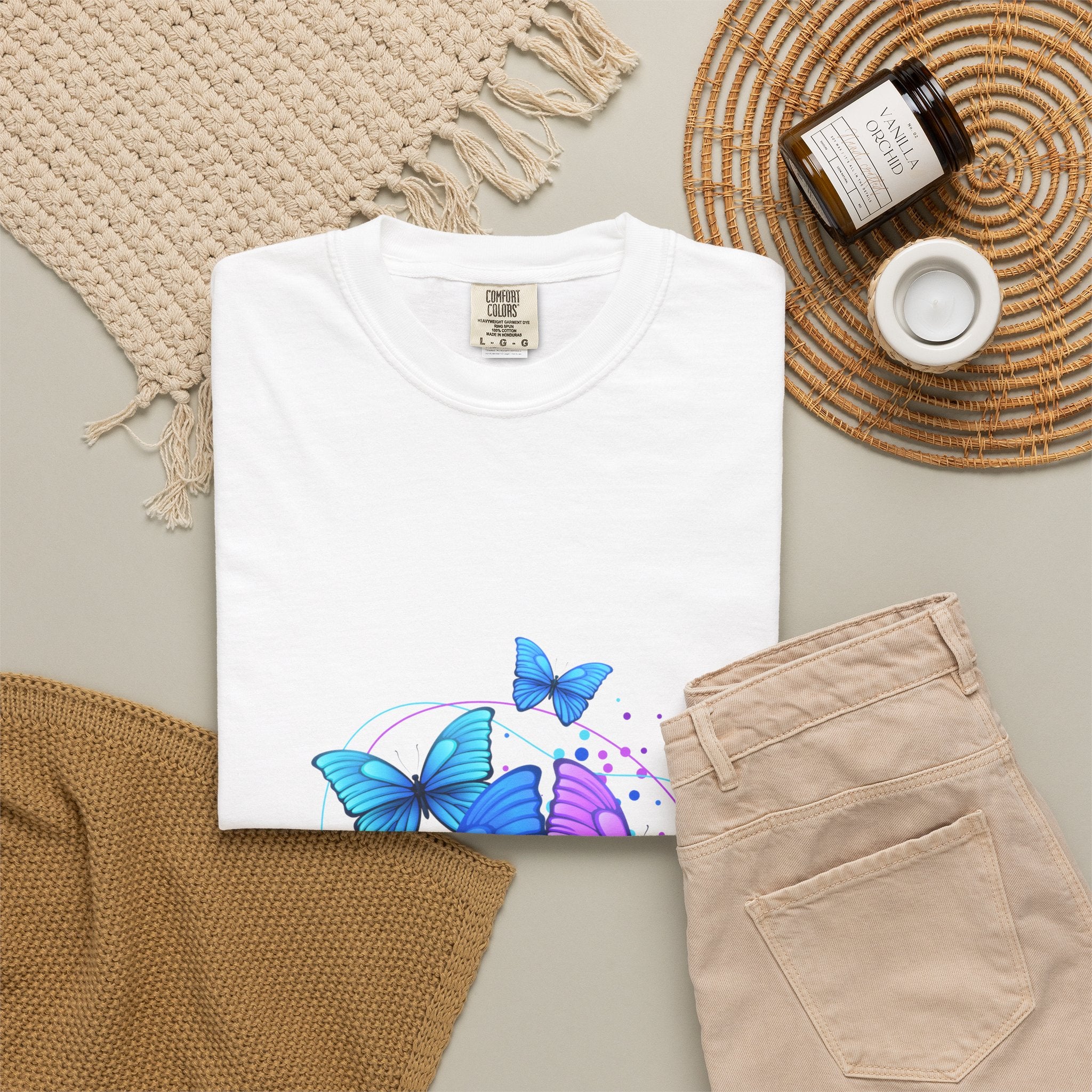 Butterfly Cluster T‑Shirt — Blue & Purple Wings Graphic Tee