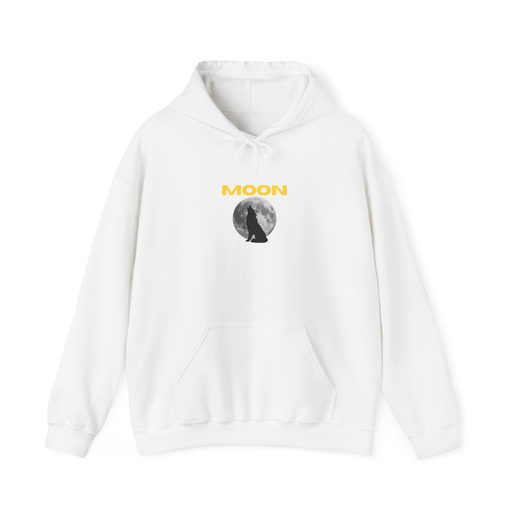 Moon Graphic Hoodie — Wolf Howling at Full Moon Pullover