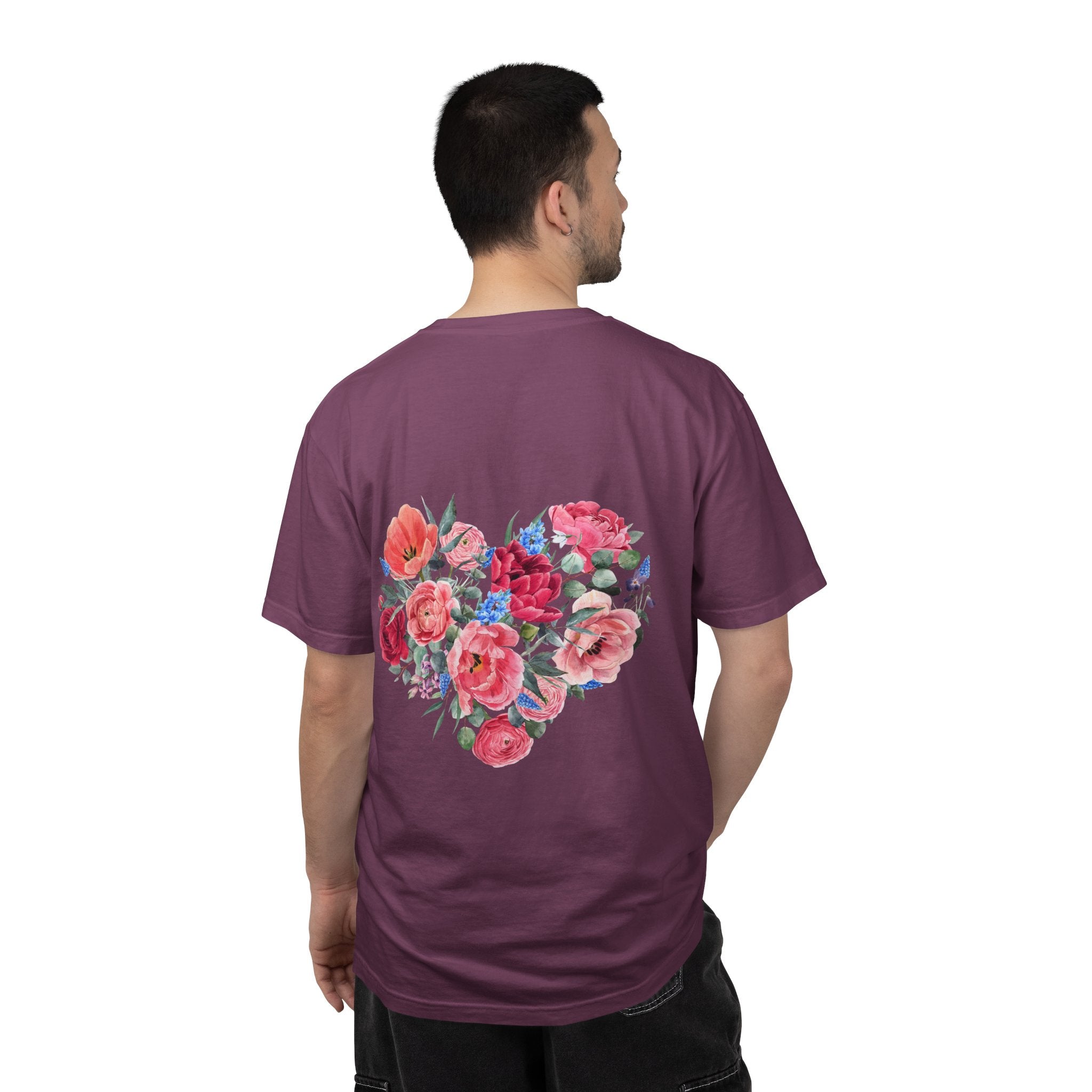 Floral Heart T-Shirt – Watercolor Rose Heart Graphic Tee (Valentine’s Day, Mother's Day)