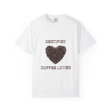 T-Shirt — "Certified Coffee Lover" Heart of Coffee Beans