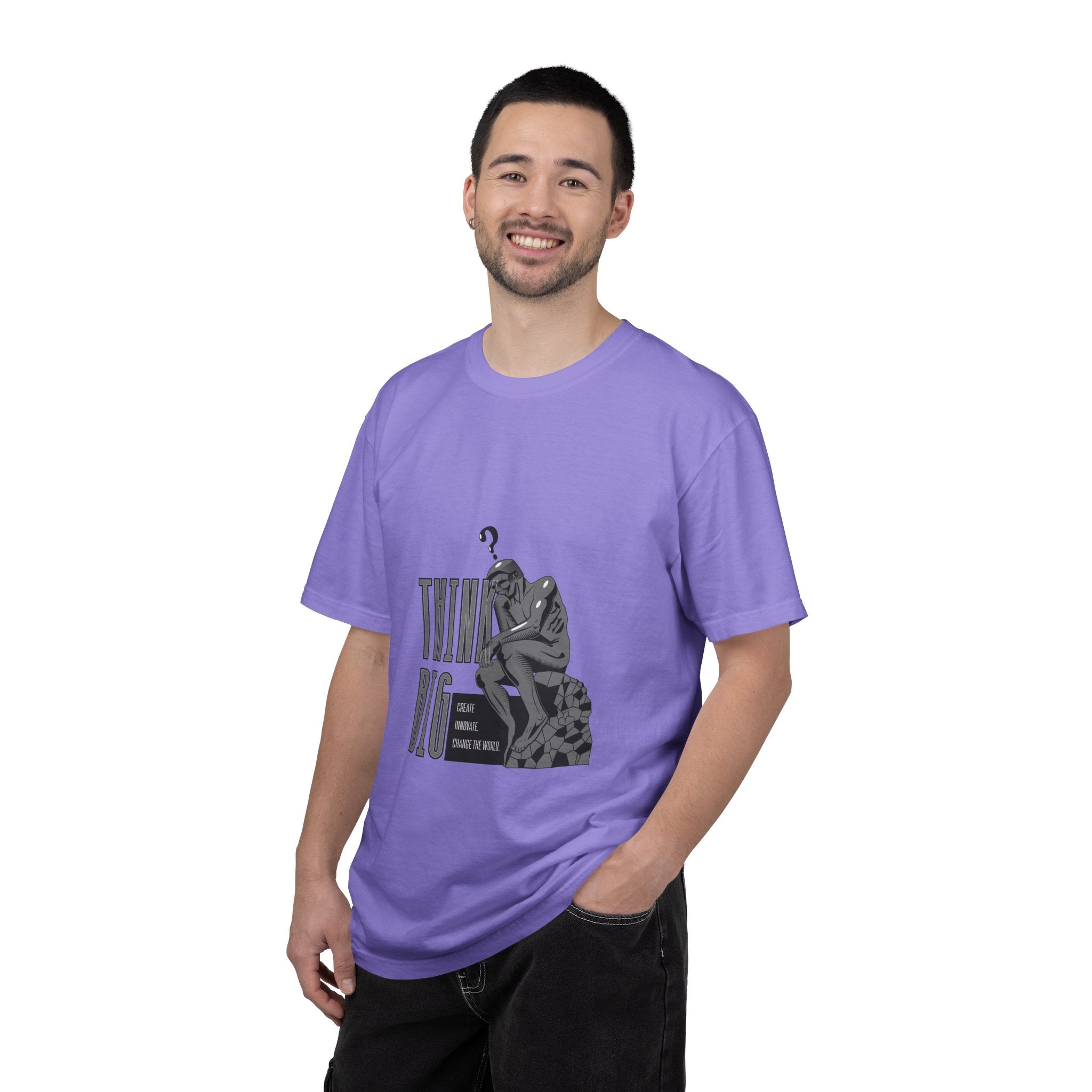 Think Big T-Shirt — Motivational Graphic Tee with Thinking Man Design