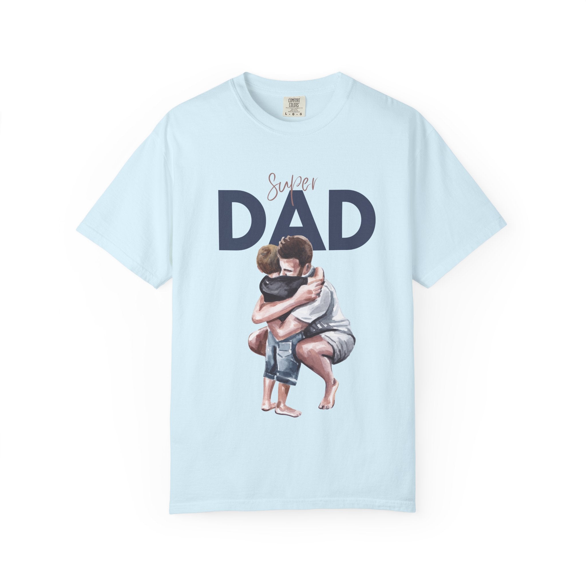 Father & Son Hug T-Shirt — Super Dad Graphic Tee for Father's Day