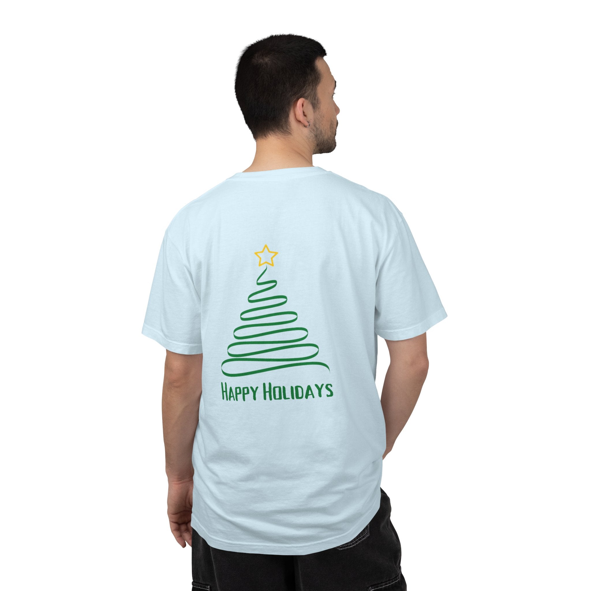 Holiday Spiral Christmas Tree T-Shirt — "Happy Holidays" Minimalist Graphic