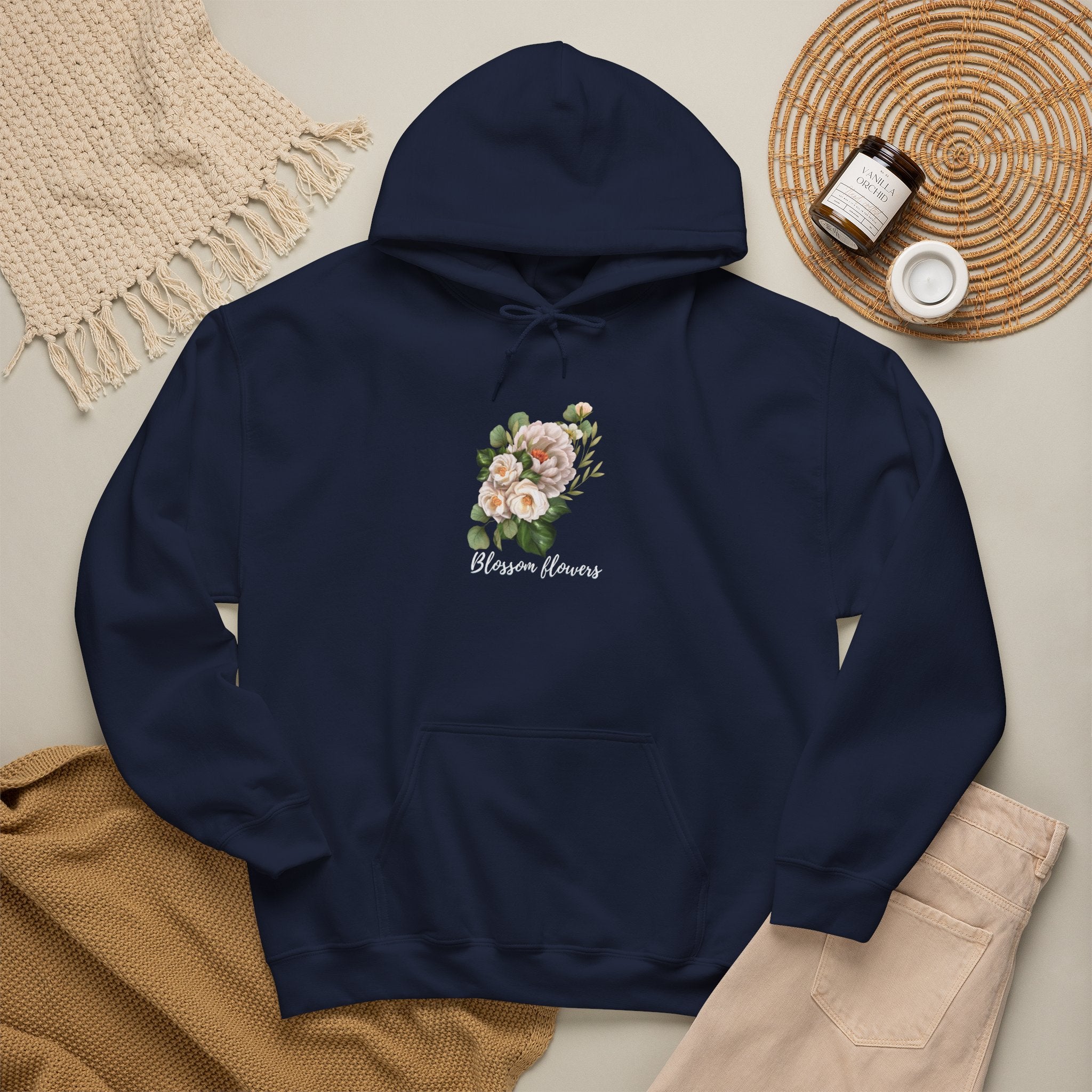 Floral 'Blossom Flowers' Hoodie – Soft Vintage Rose Graphic