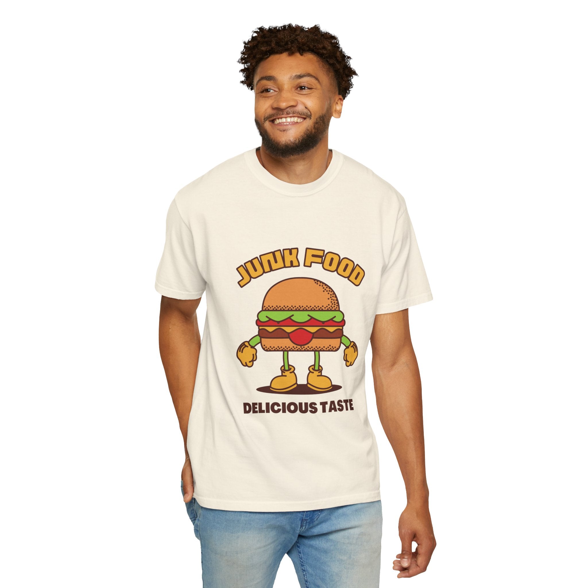 Junk Food Burger T-Shirt — Cute Retro ‘Delicious Taste’ Graphic Tee