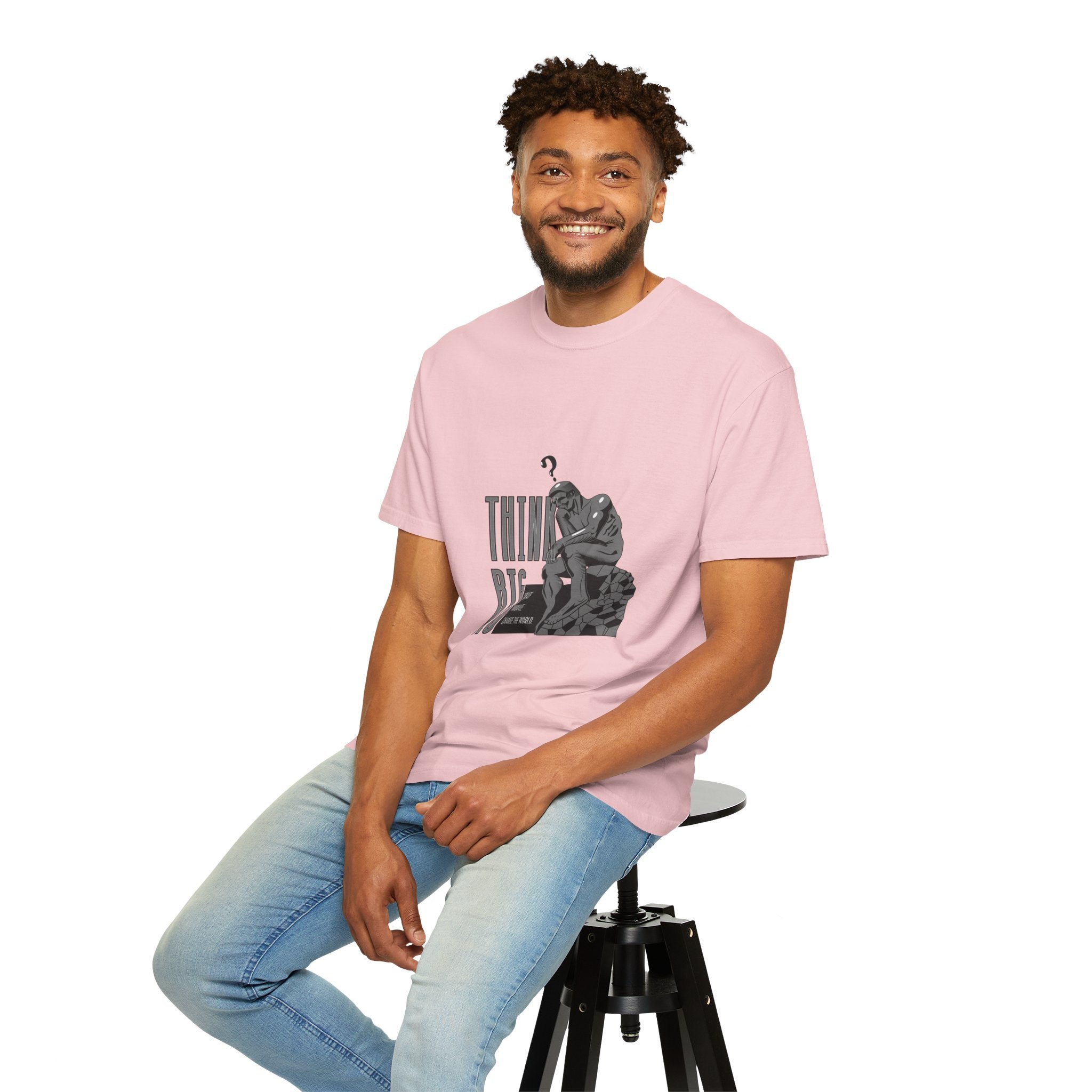 Think Big T-Shirt — Motivational Graphic Tee with Thinking Man Design