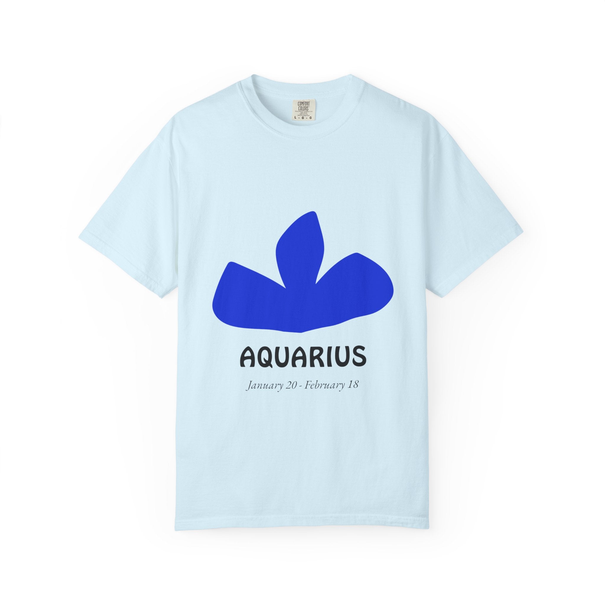 Aquarius Zodiac T-Shirt — Bold Blue Symbol, January 20–February 18 Astrology Tee