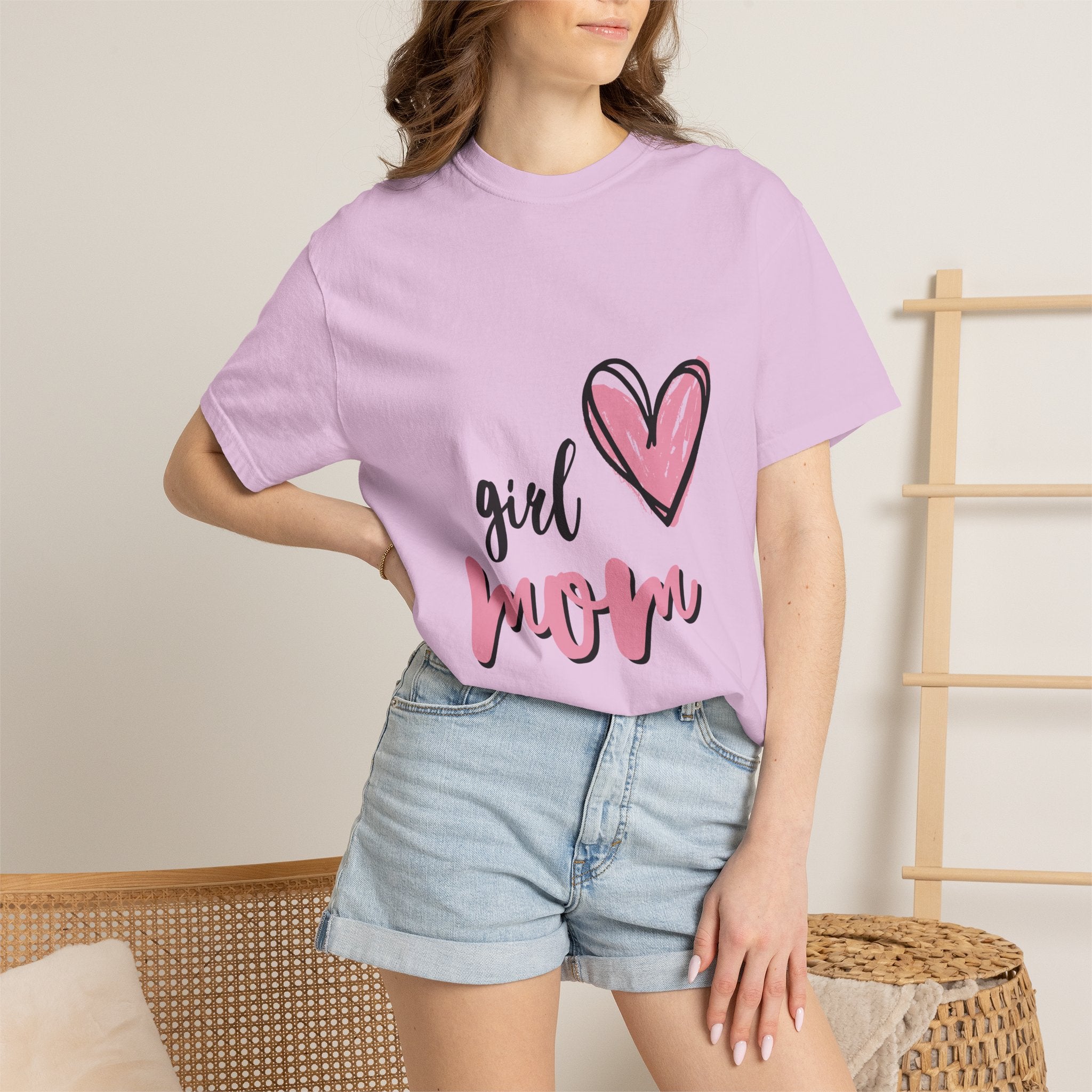 Girl Mom T-Shirt — Pink Heart Mom Shirt for New & Proud Mothers