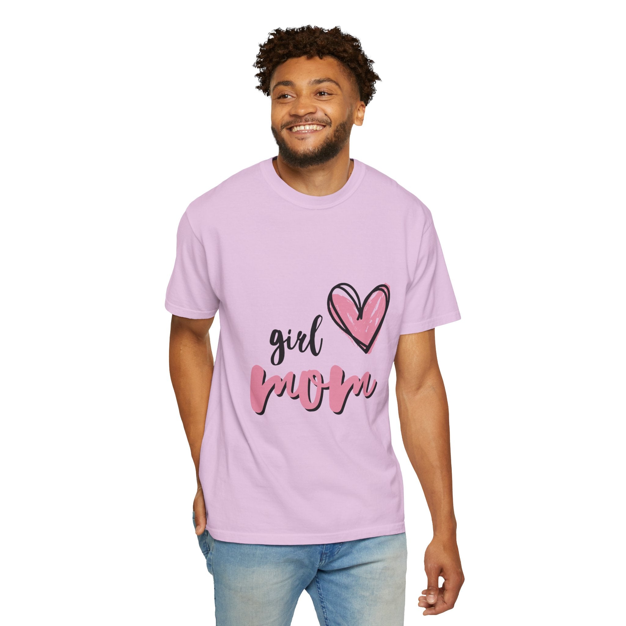 Girl Mom T-Shirt — Pink Heart Mom Shirt for New & Proud Mothers