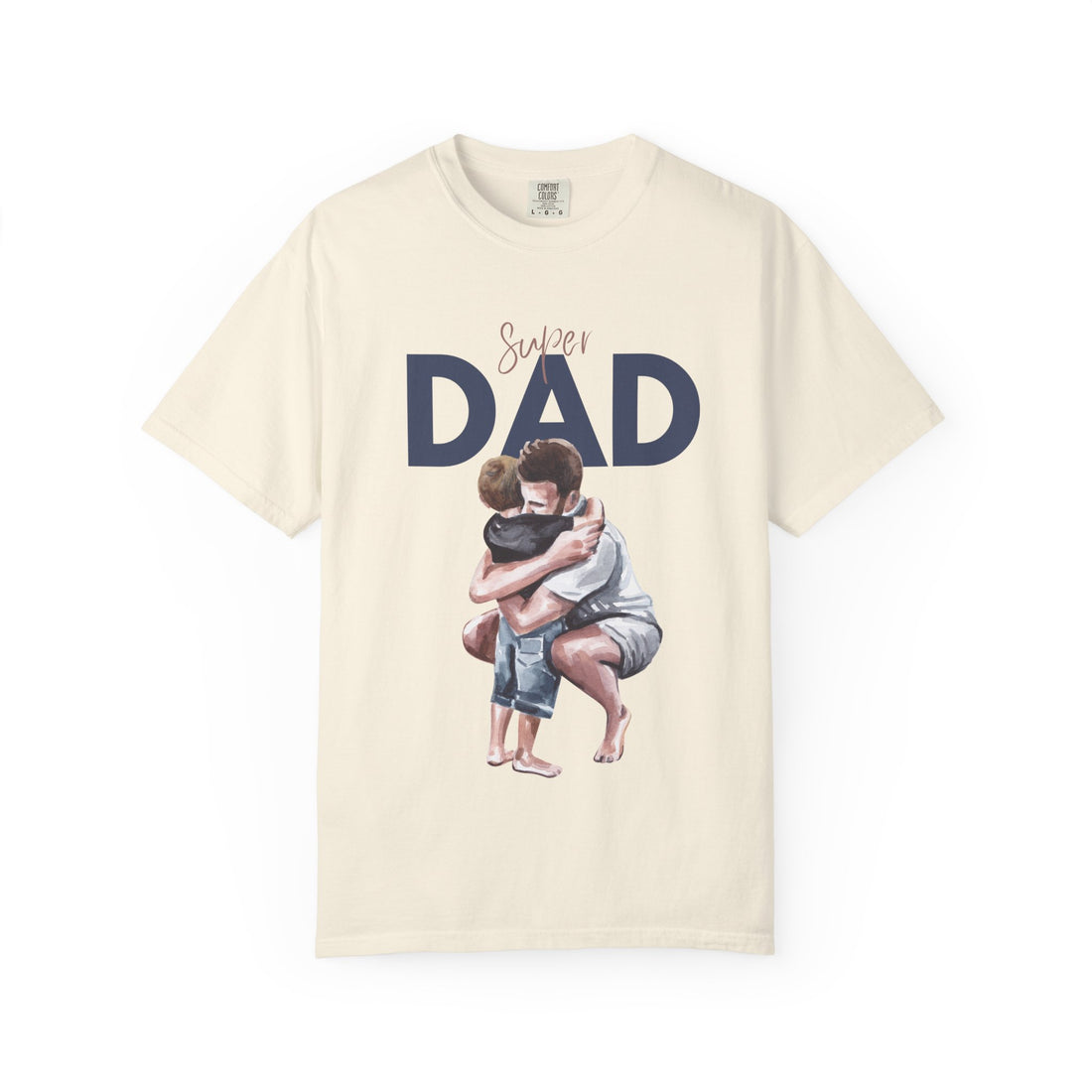 Father & Son Hug T-Shirt — Super Dad Graphic Tee for Father's Day