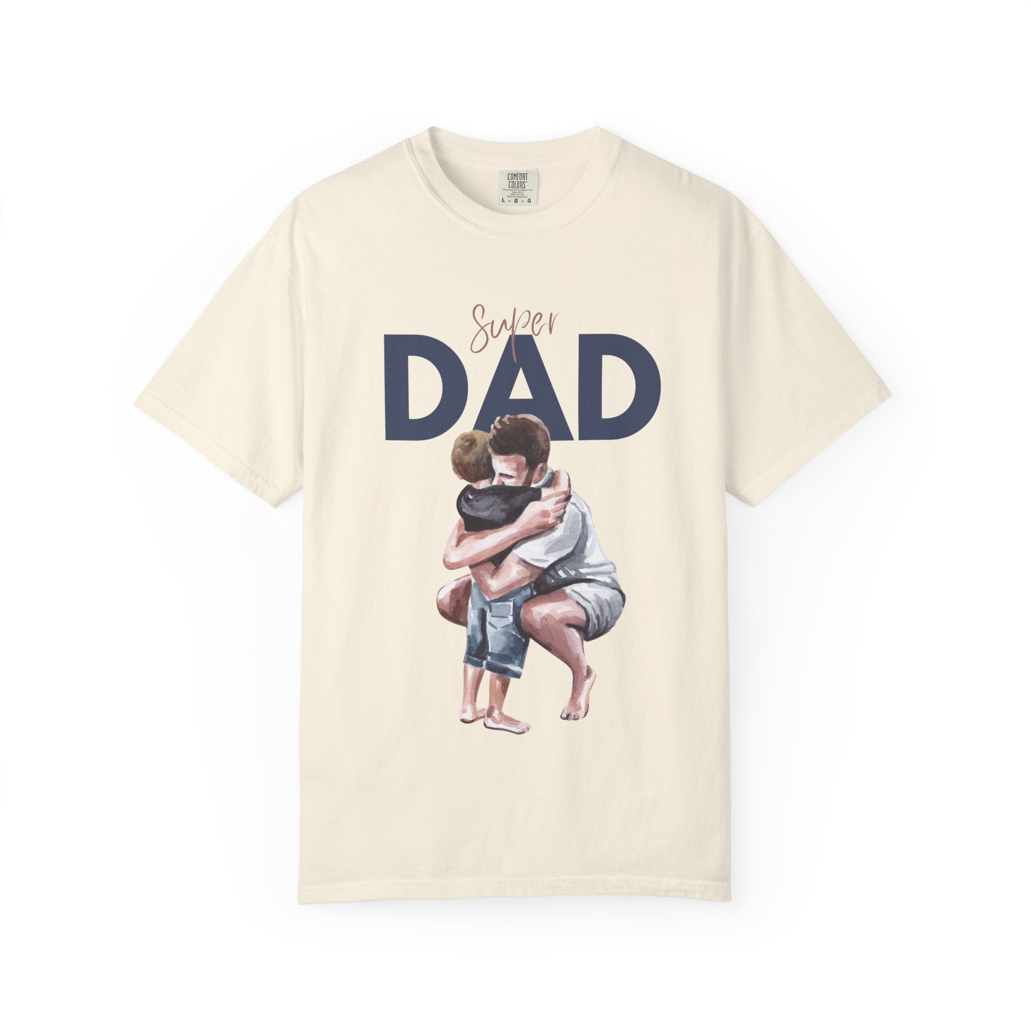 Father & Son Hug T-Shirt — Super Dad Graphic Tee for Father's Day