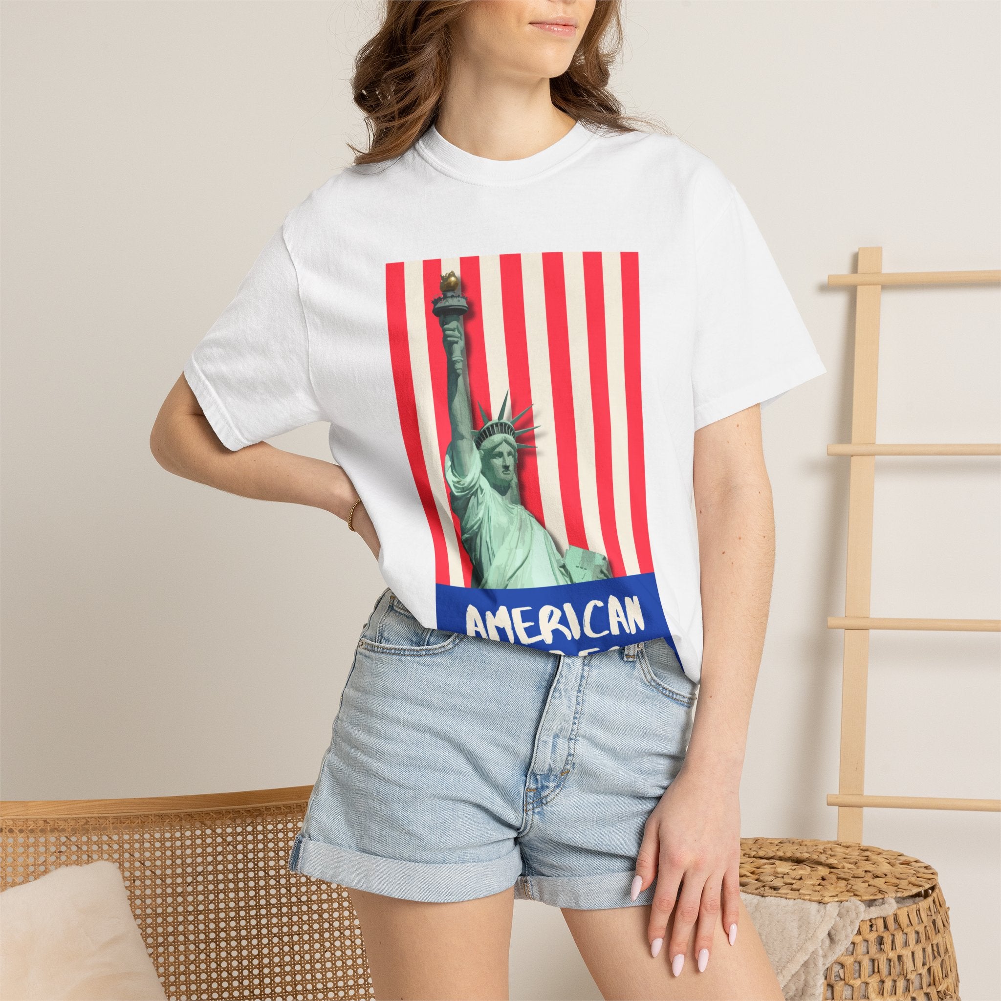 American Vibes T-Shirt — Statue of Liberty Patriotic Tee for 4th of July