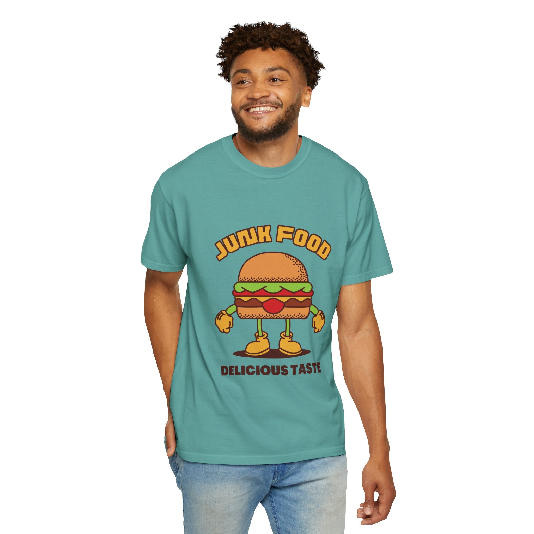 Junk Food Burger T-Shirt — Cute Retro ‘Delicious Taste’ Graphic Tee