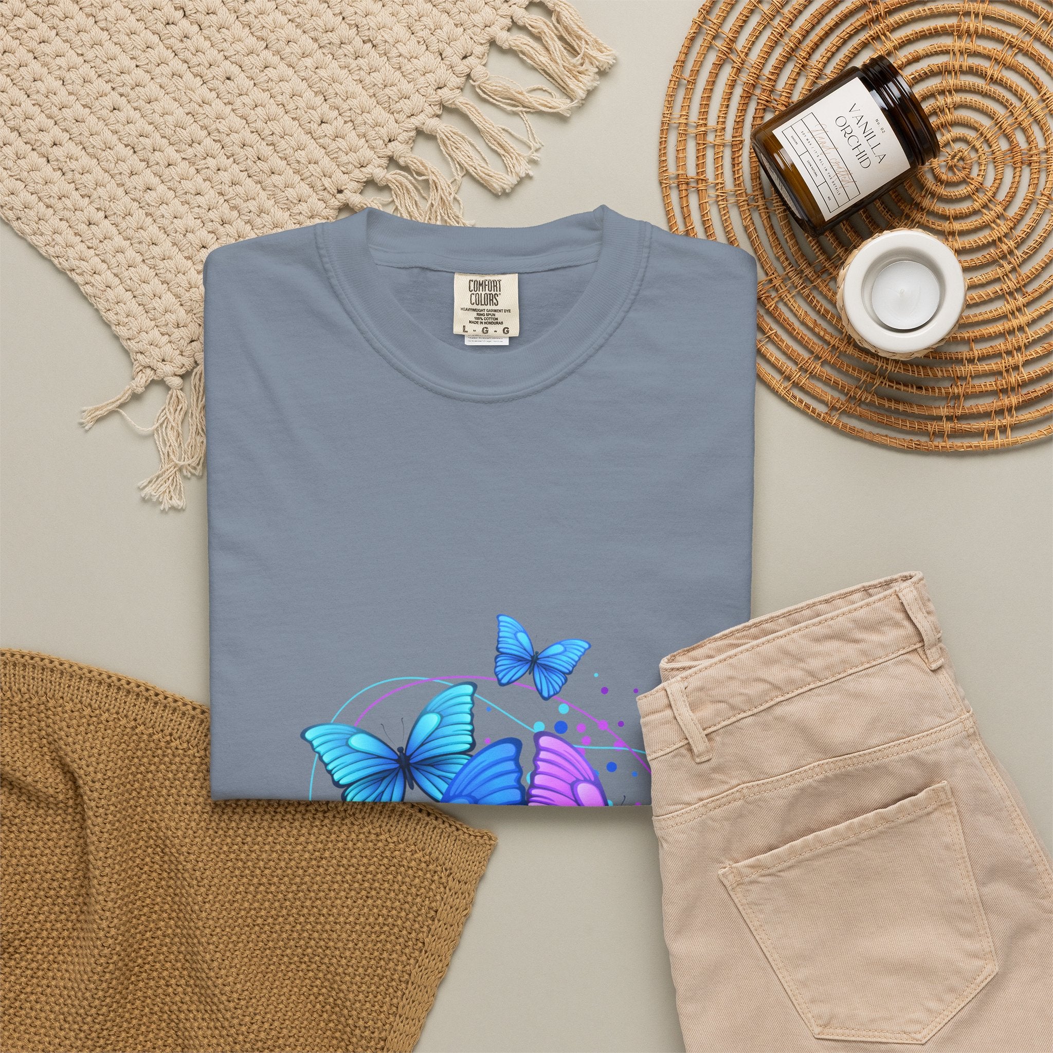 Butterfly Cluster T‑Shirt — Blue & Purple Wings Graphic Tee