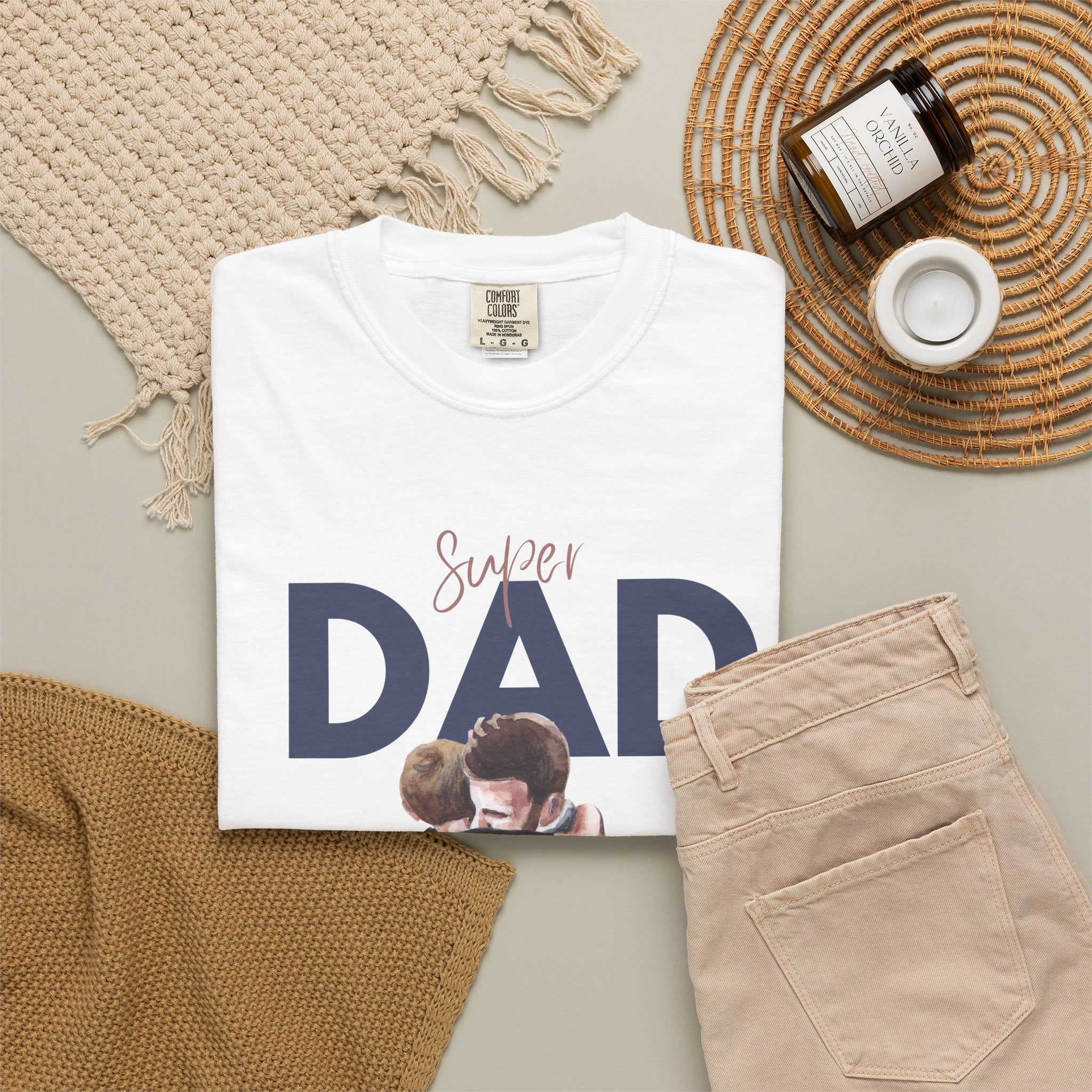 Father & Son Hug T-Shirt — Super Dad Graphic Tee for Father's Day