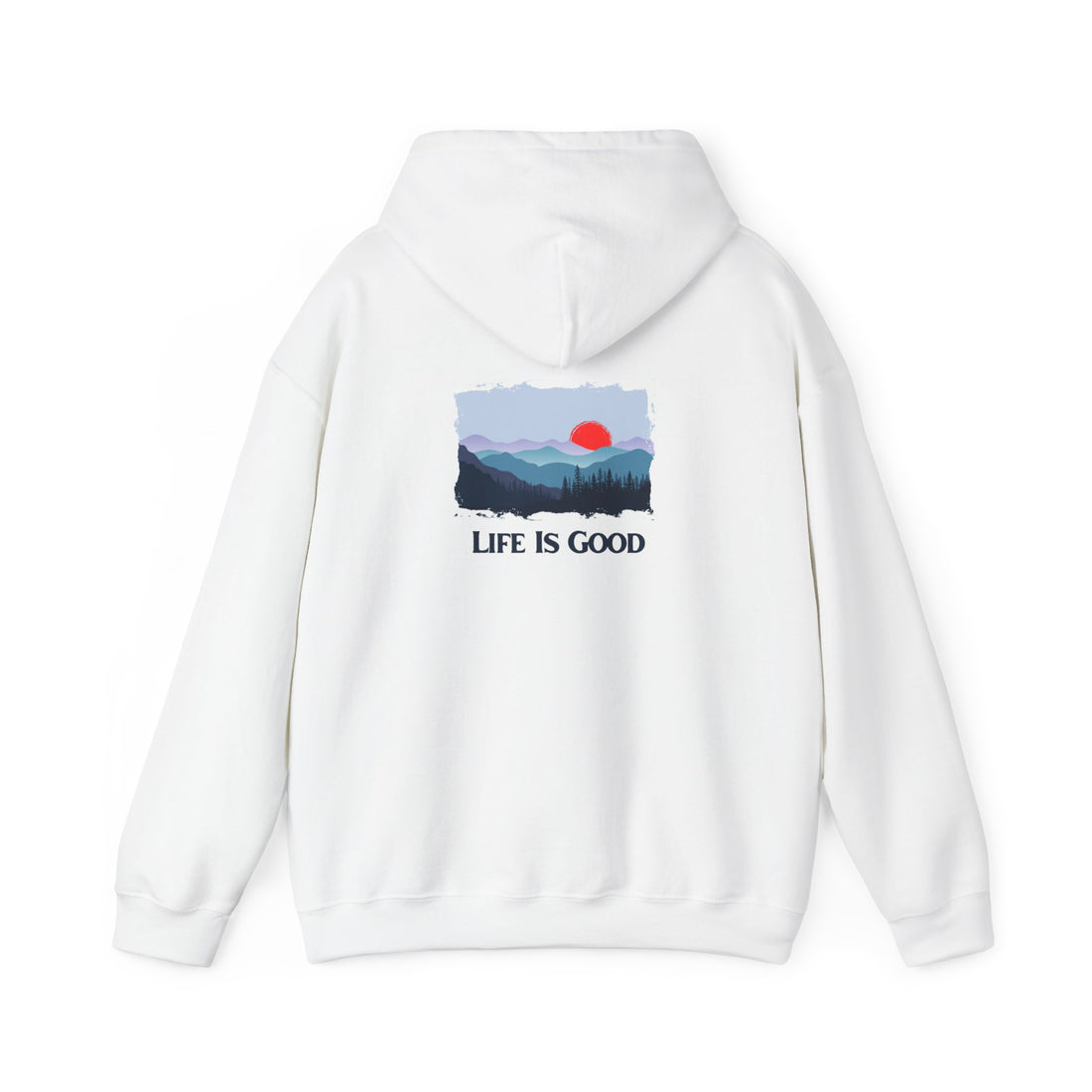 Hoodie - 'Life Is Good' Mountain Sunrise Graphic Hoodie