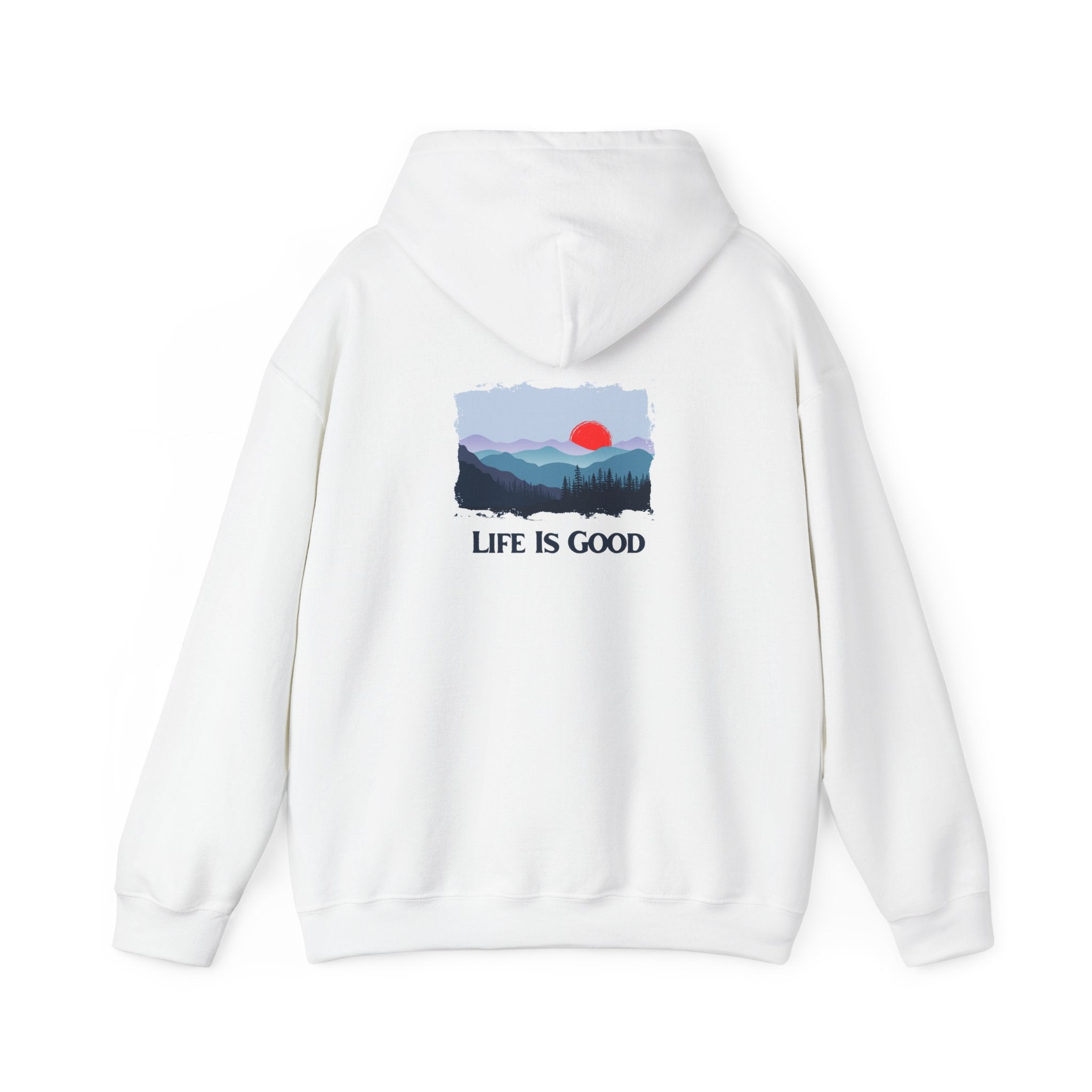 Hoodie - 'Life Is Good' Mountain Sunrise Graphic Hoodie