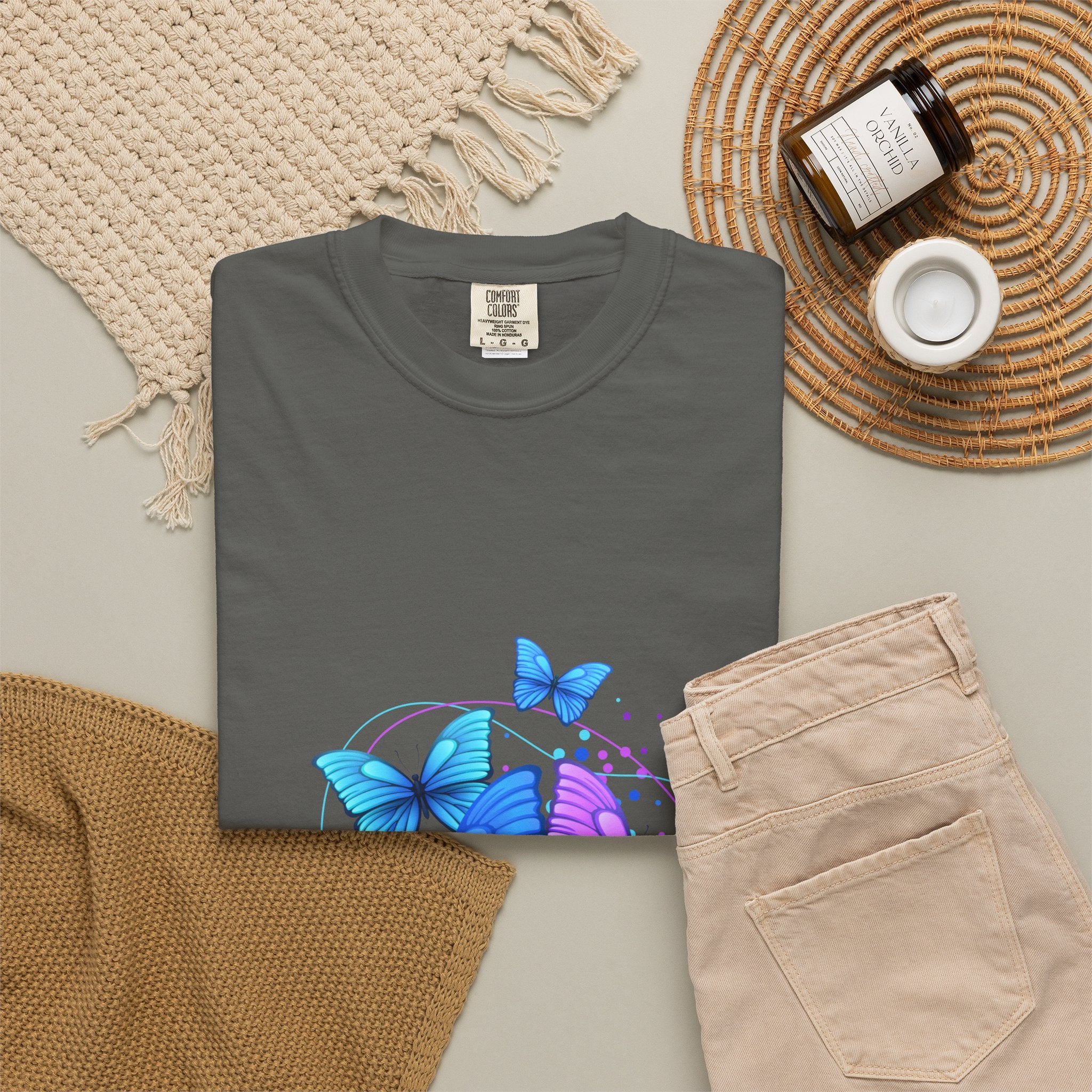 Butterfly Cluster T‑Shirt — Blue & Purple Wings Graphic Tee