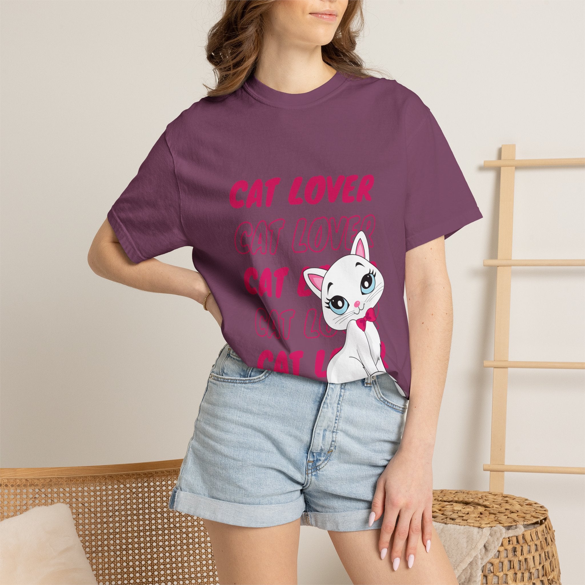 Cat Lover T-Shirt — Cute White Kitten Graphic Tee for Cat Moms & Fans