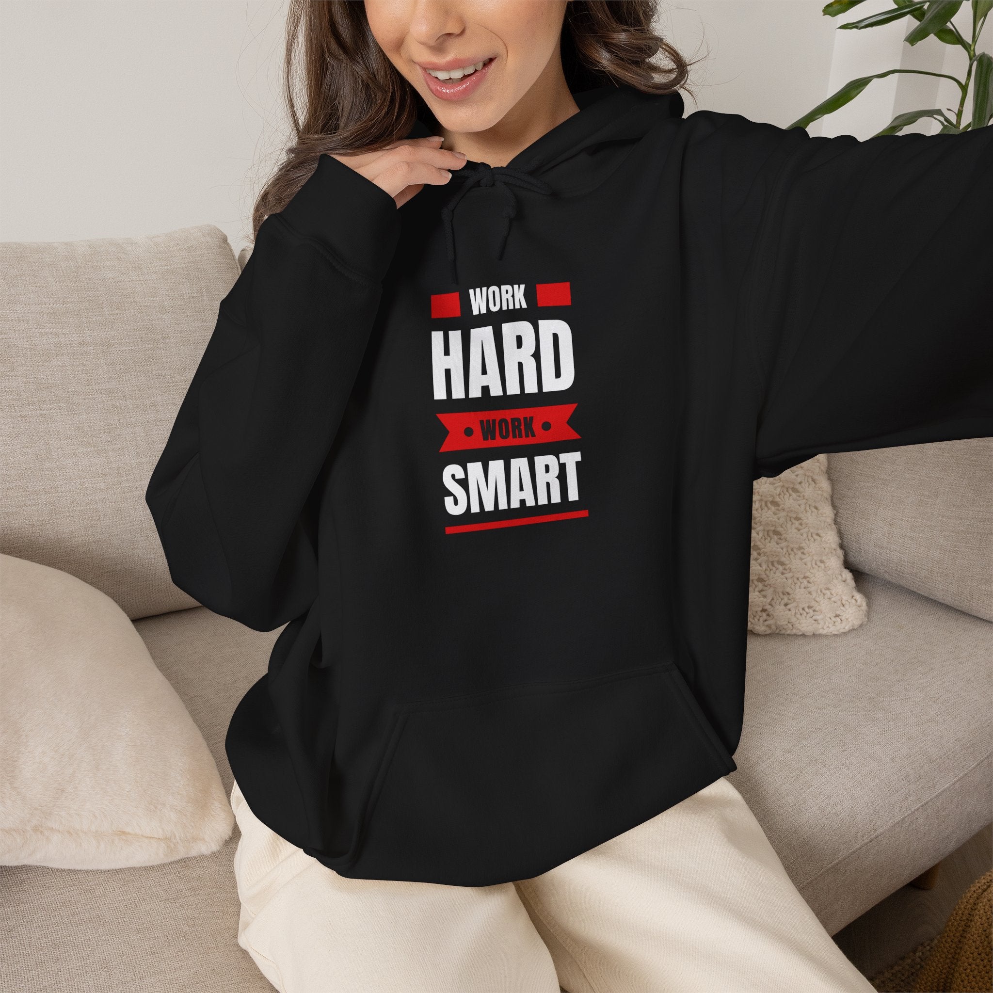 Work Hard, Work Smart Hoodie – Motivational Graphic Sweatshirt for Students & Professionals