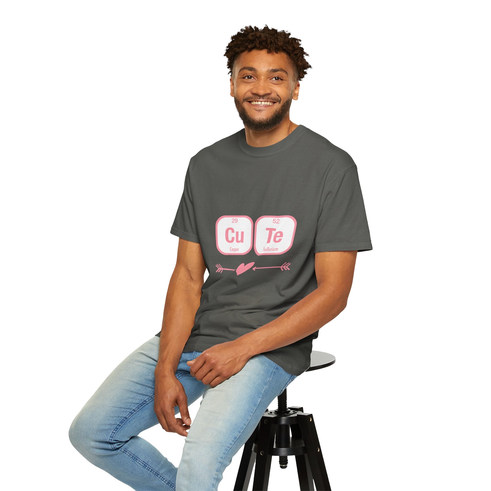 Cute Chemistry Tee — "Cu Te" Element Heart Graphic T-Shirt
