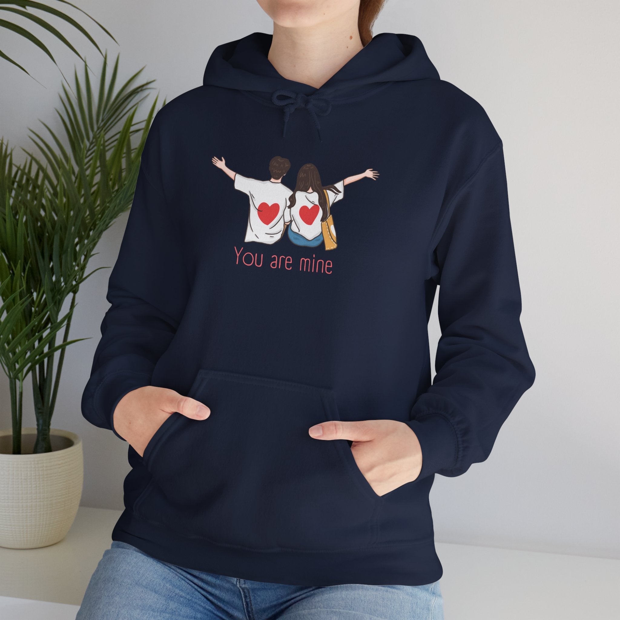 Cute Couples Hoodie — "You Are Mine" Matching Heart Back Design