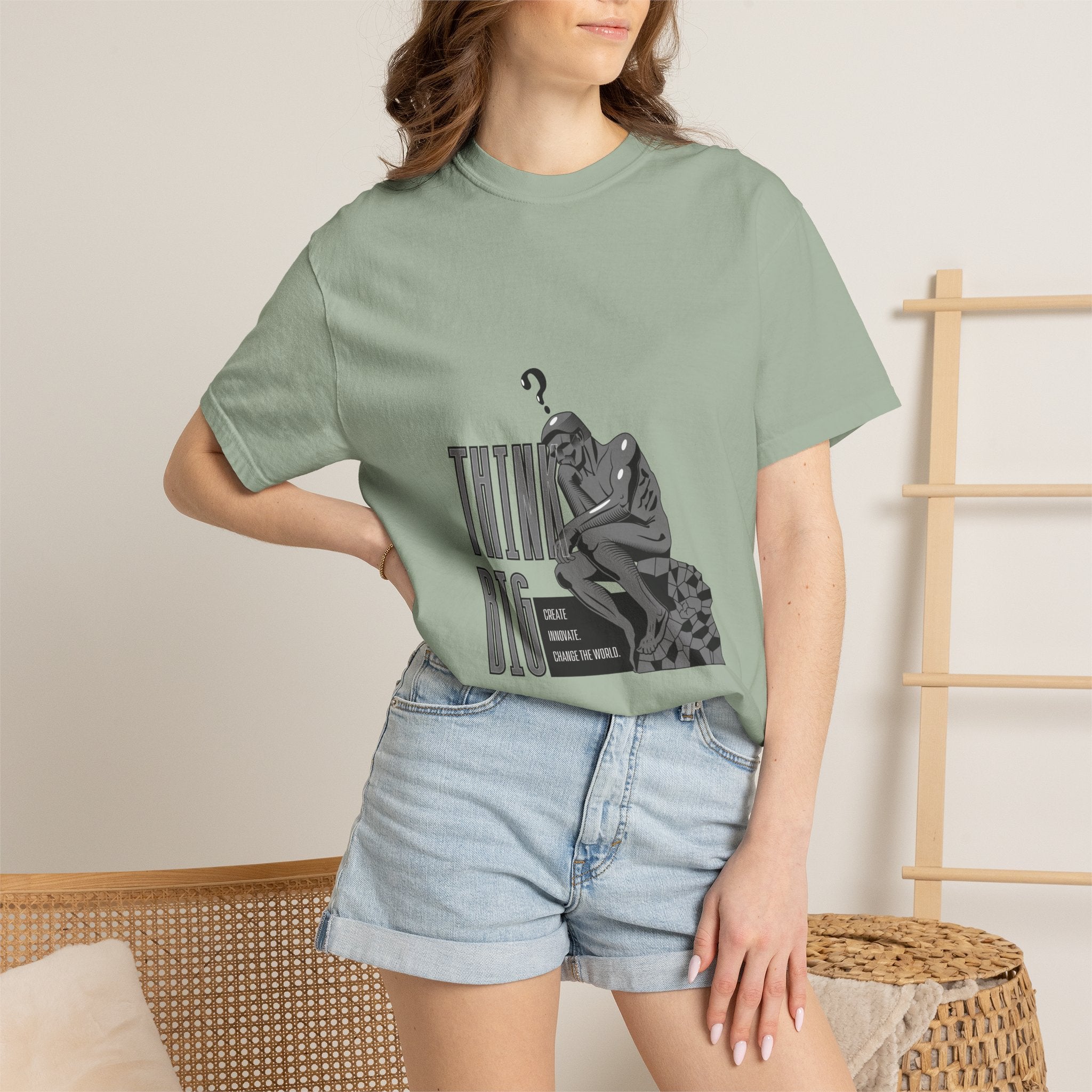 Think Big T-Shirt — Motivational Graphic Tee with Thinking Man Design