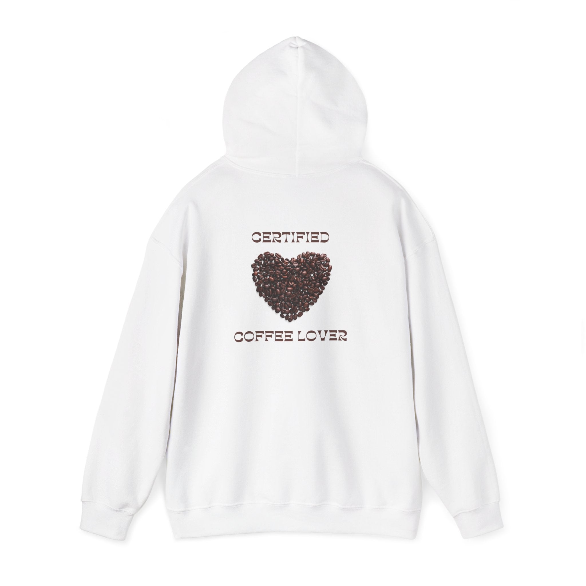 Coffee Lover Hoodie — "Certified Coffee Lover" Heart of Coffee Beans Pullover