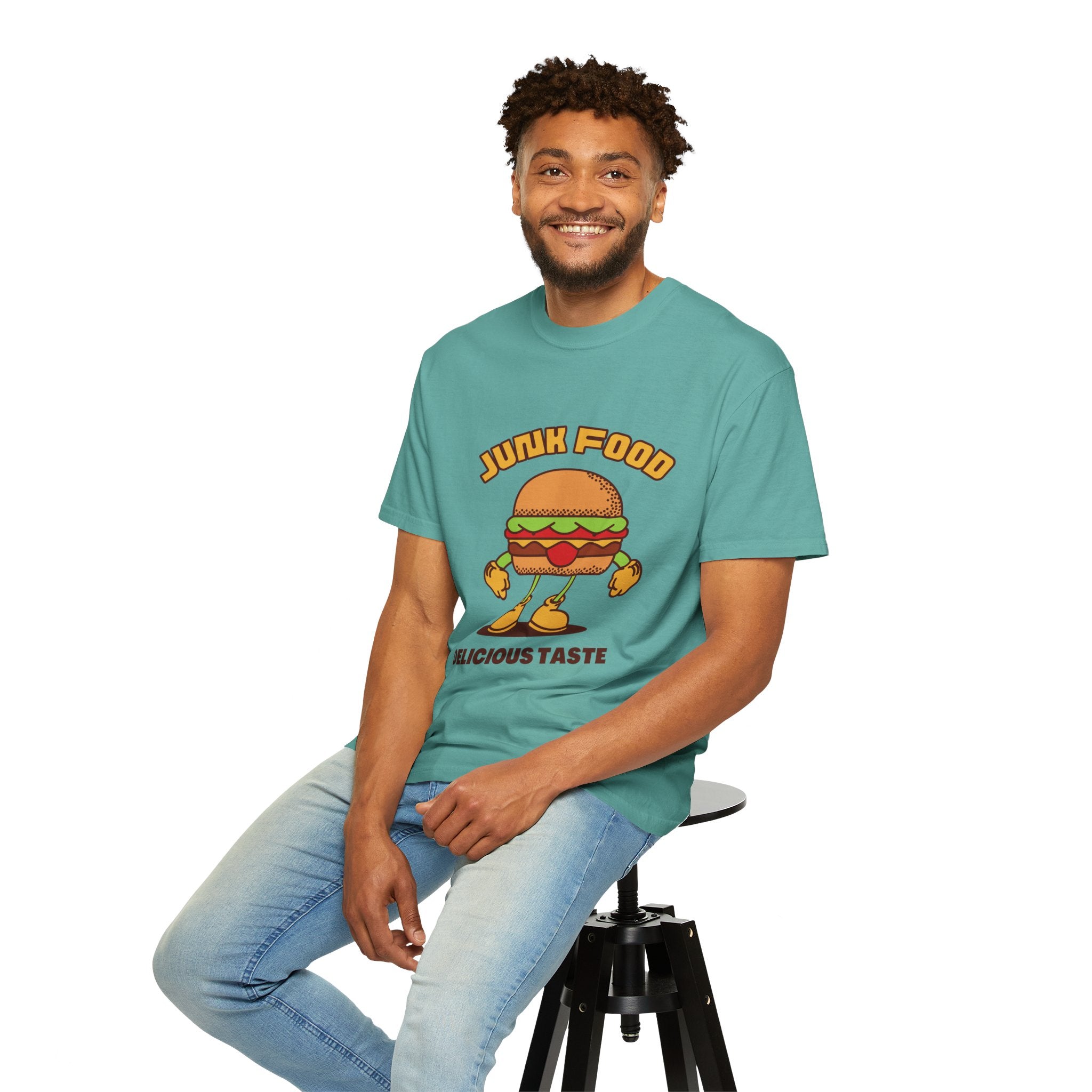 Junk Food Burger T-Shirt — Cute Retro ‘Delicious Taste’ Graphic Tee