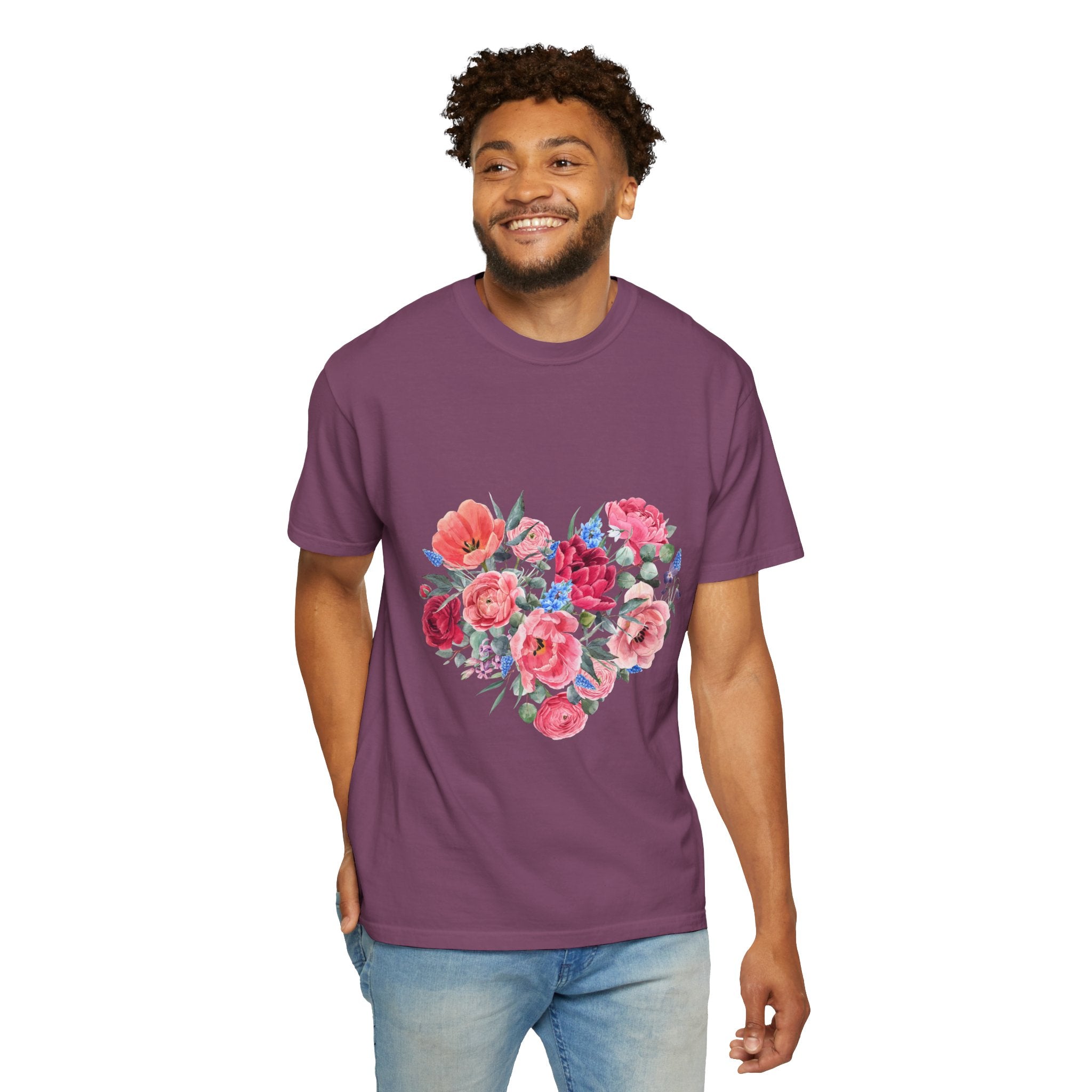 Floral Heart T-Shirt – Watercolor Rose Heart Graphic Tee (Valentine’s Day, Mother's Day)