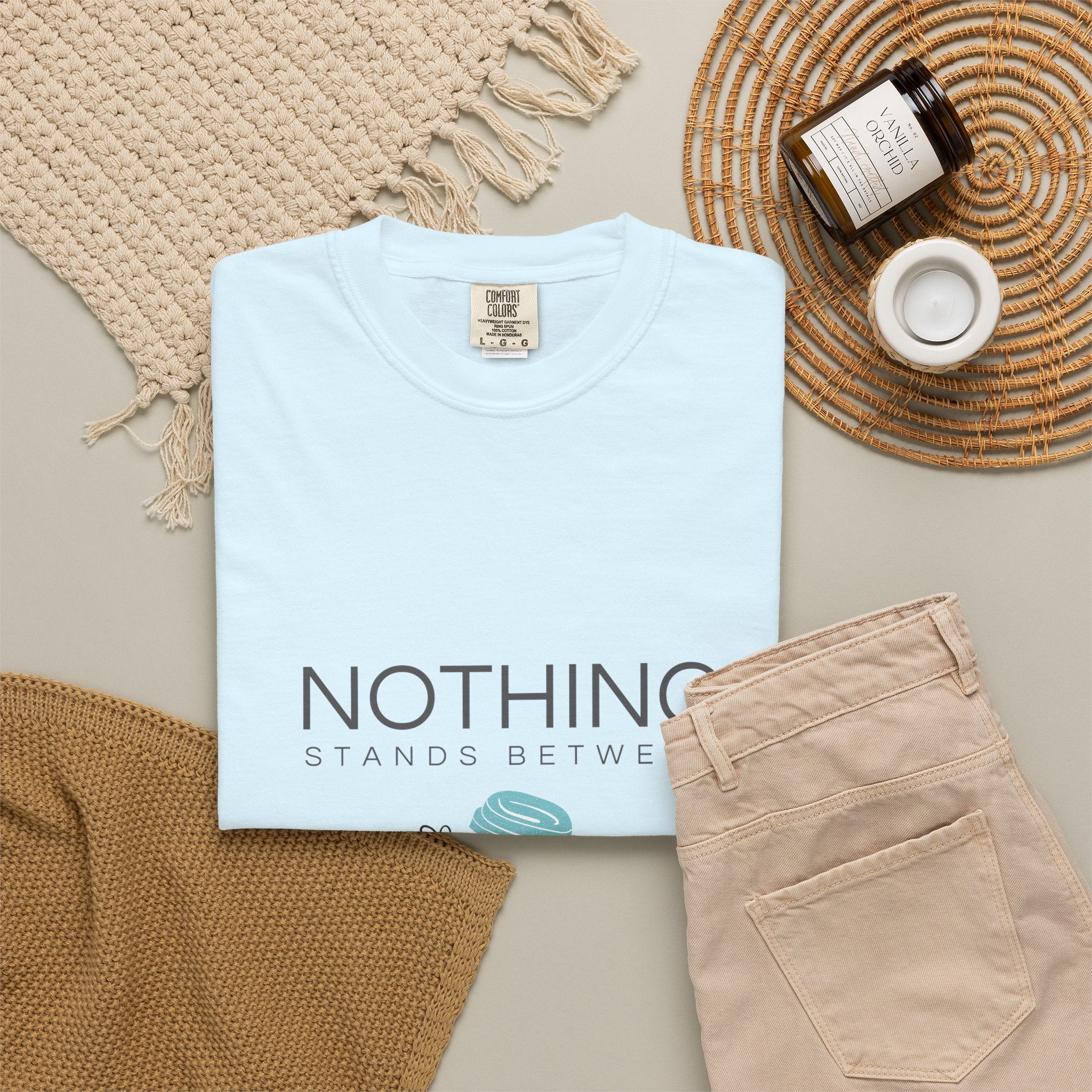 Nothing Stands Between A Girl And Her Coffee T-Shirt — Cute Coffee Lover Tee