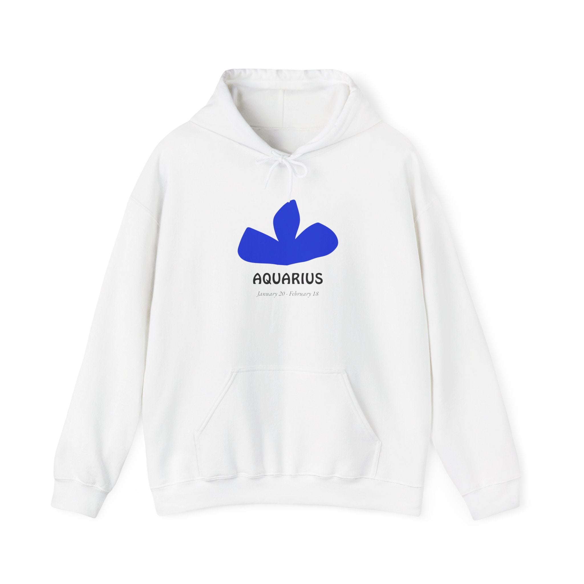 Aquarius Zodiac Hoodie — Minimal Blue Symbol Astrology Sweatshirt