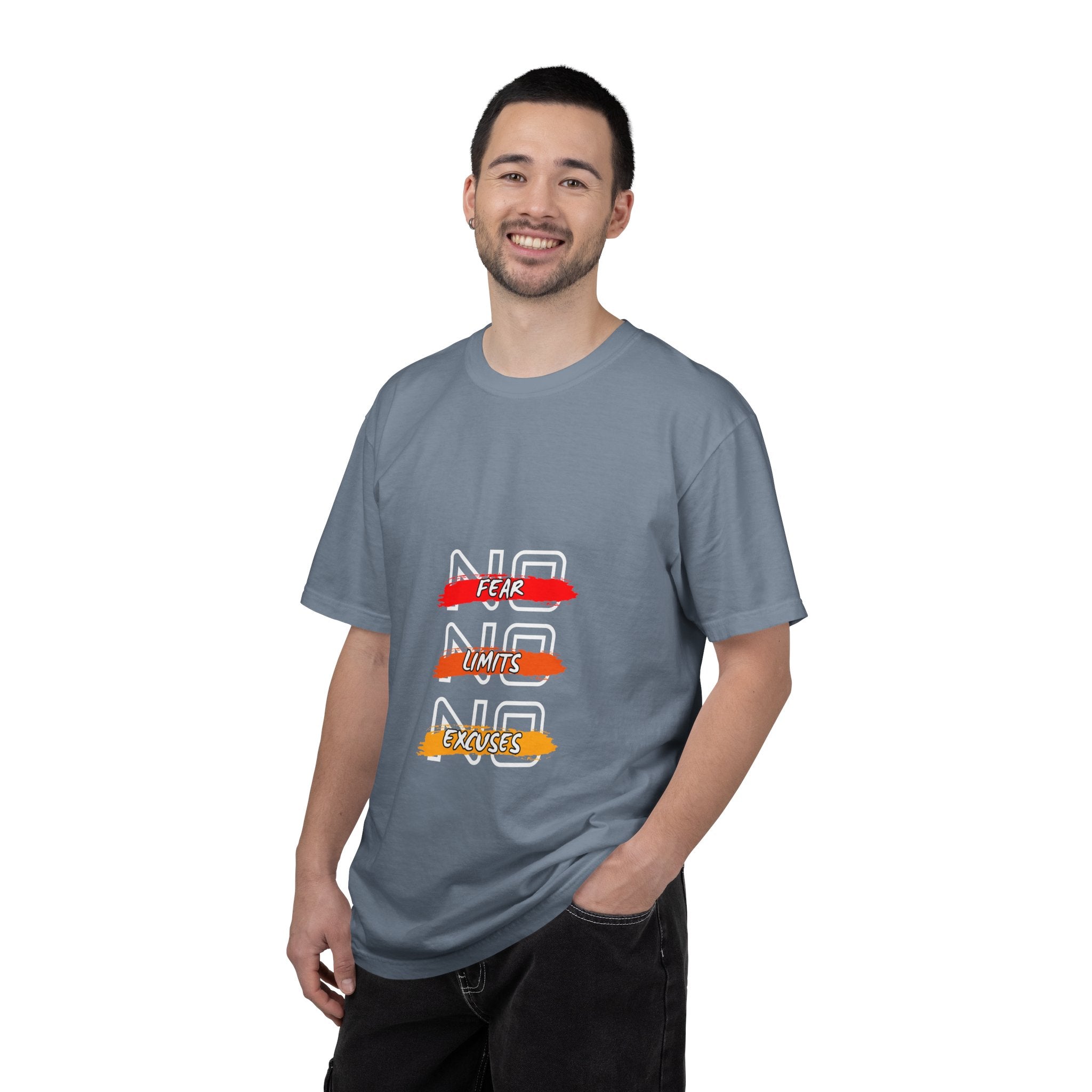 T-Shirt — "No Fear, No Limits, No Excuses" Motivational Graphic Tee