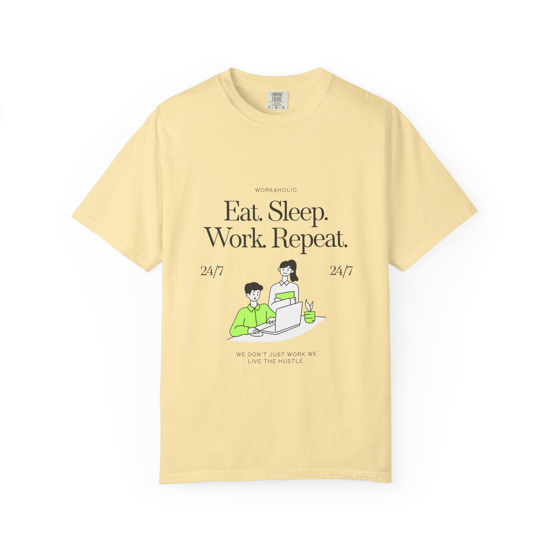 Eat. Sleep. Work. Repeat. Tee — Minimalist Remote Work Graphic T-Shirt