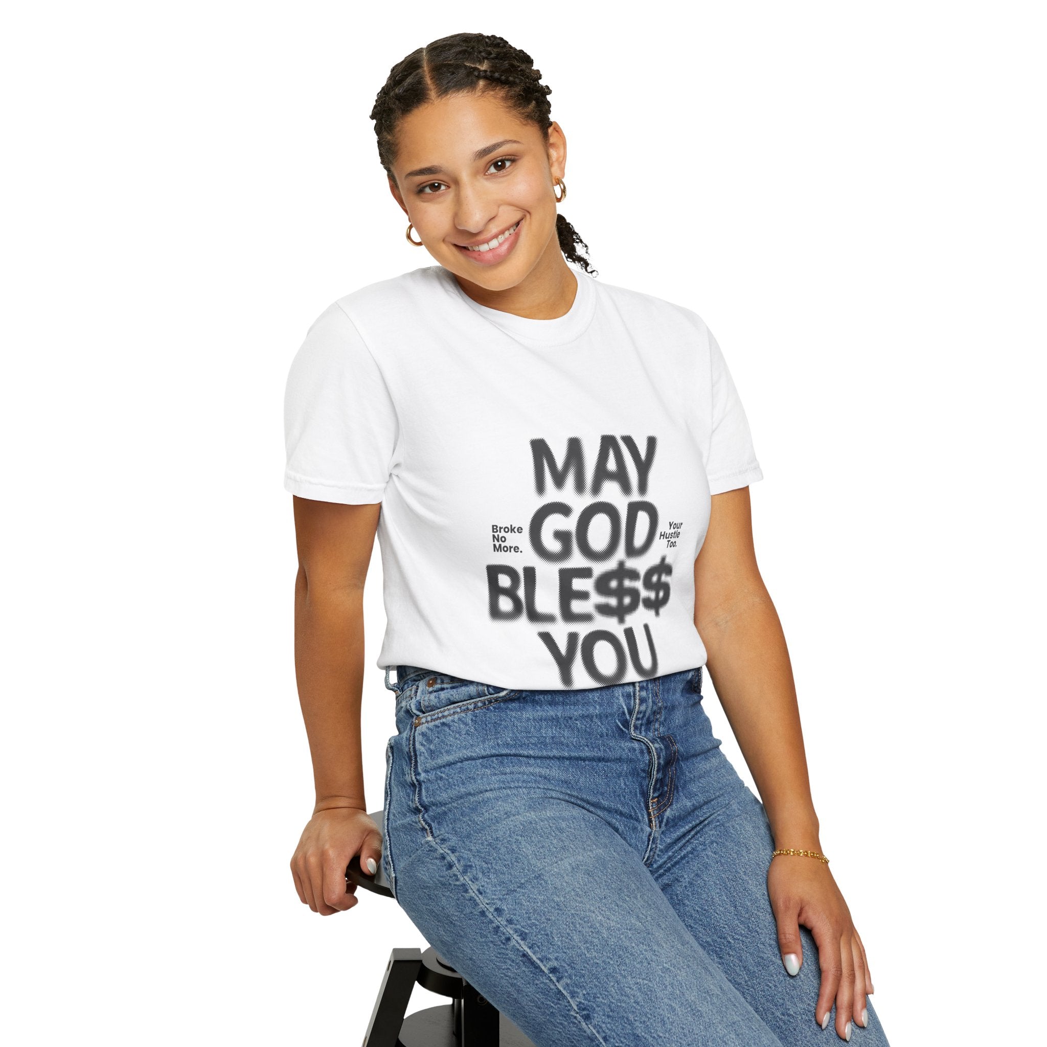 May God Bless You T-Shirt — Graphic Prayer Tee with Dollar Sign Design