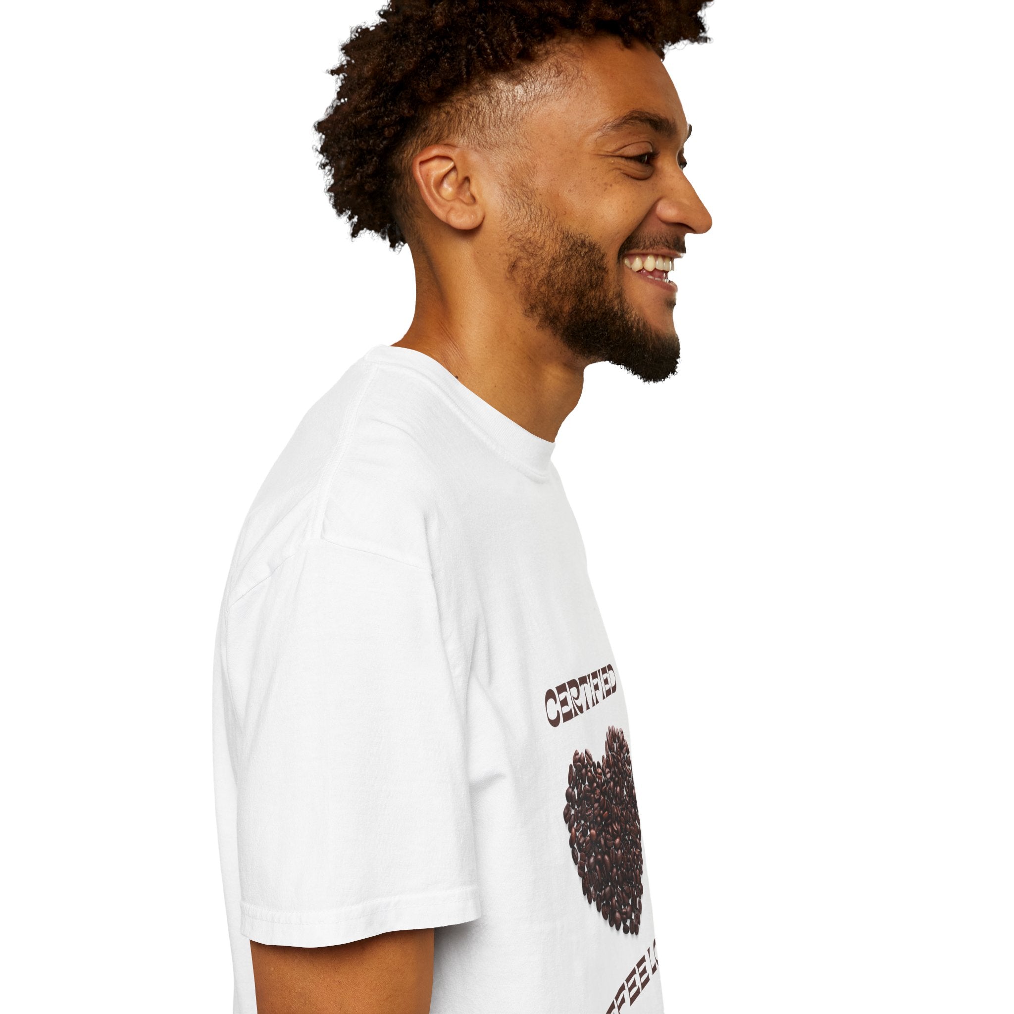 T-Shirt — "Certified Coffee Lover" Heart of Coffee Beans