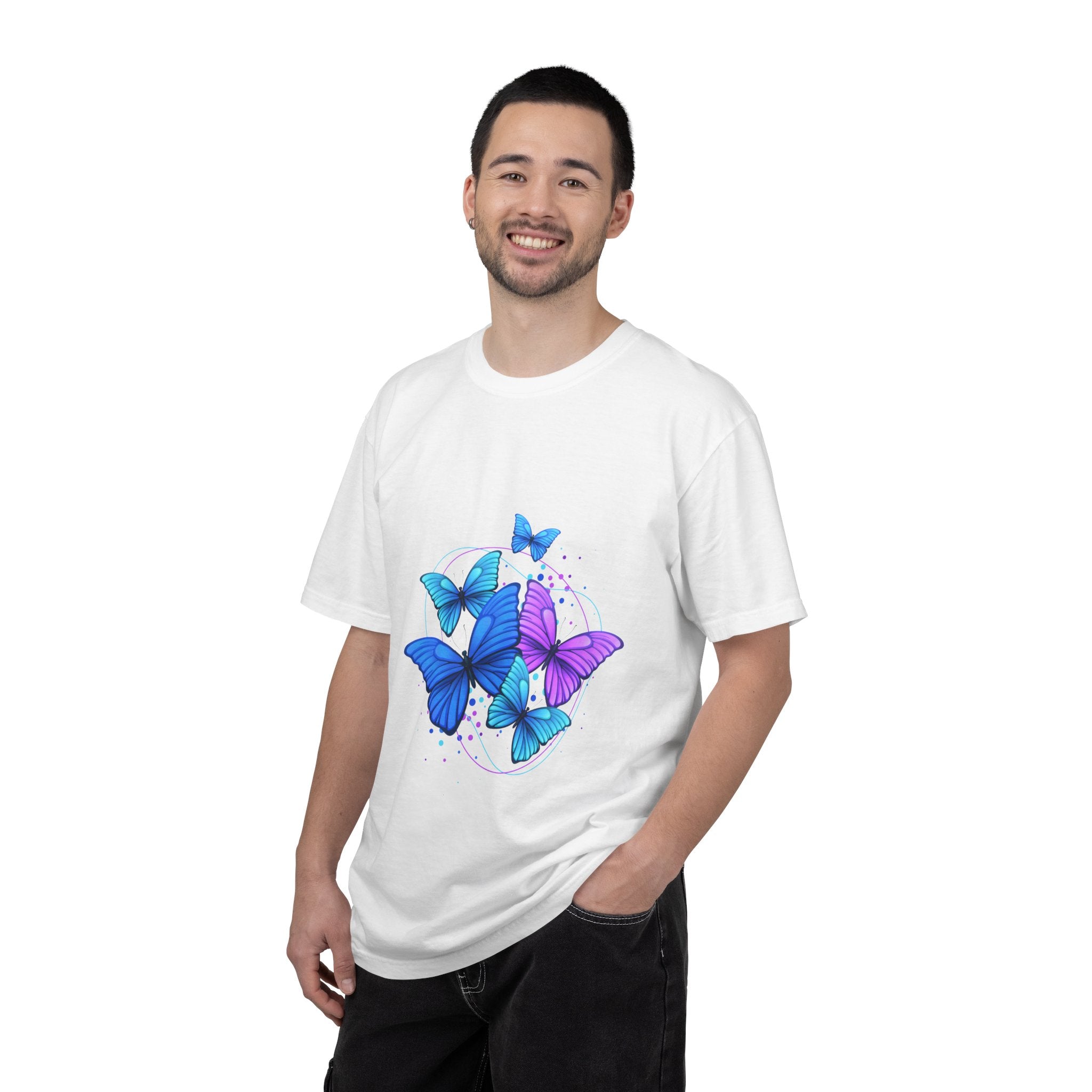 Butterfly Cluster T‑Shirt — Blue & Purple Wings Graphic Tee