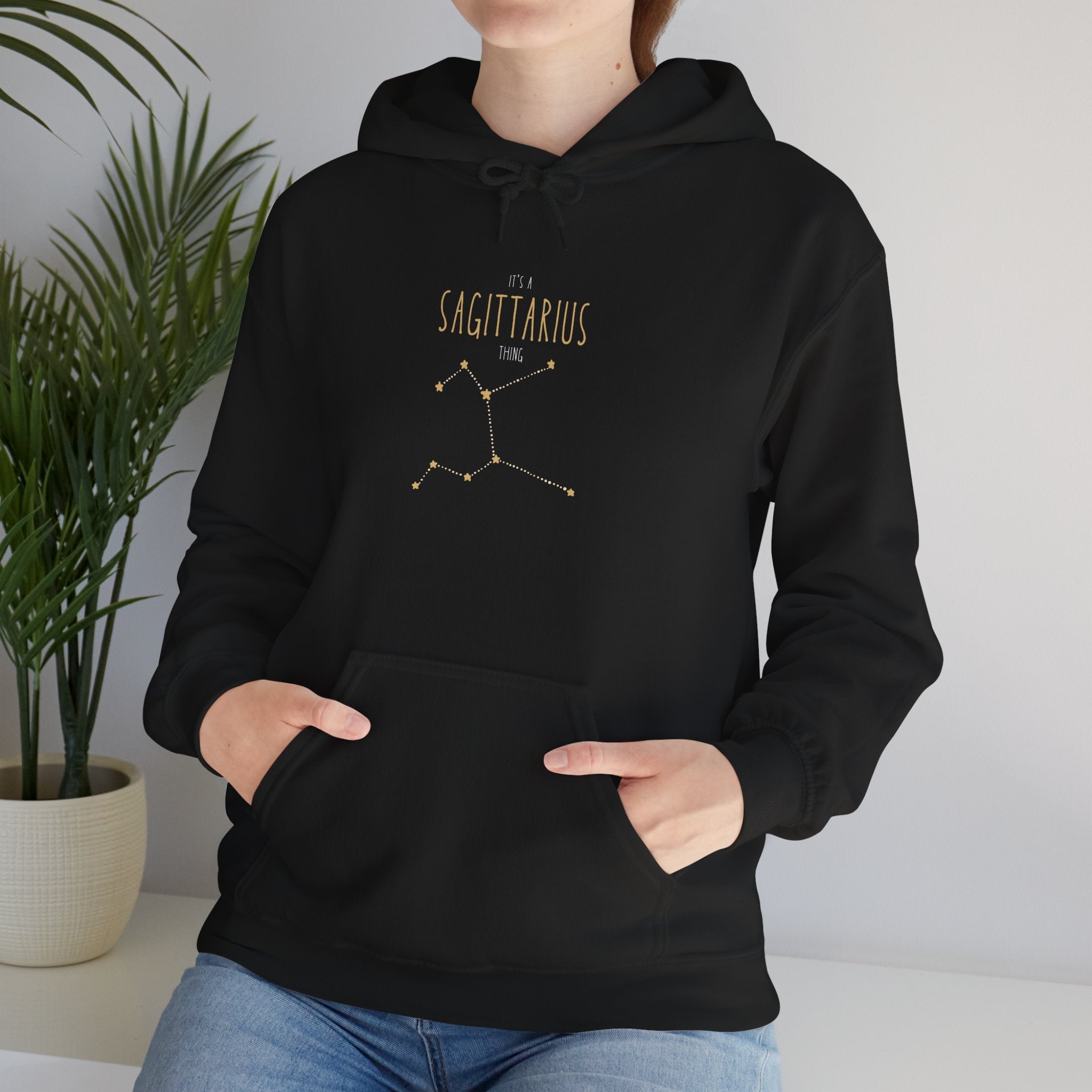 Sagittarius Constellation Hoodie – Gold Zodiac Graphic