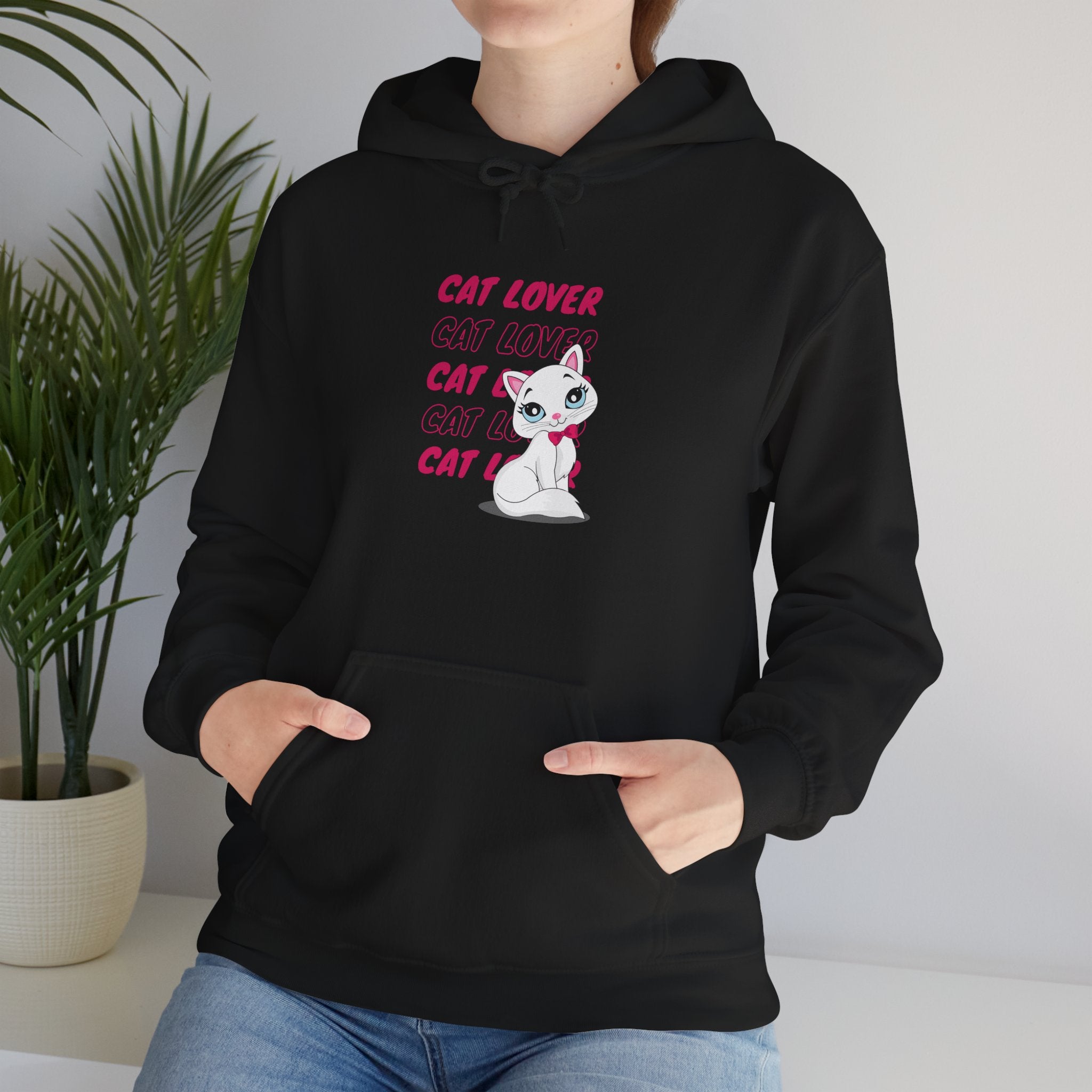 Cat Lover Hoodie — Cute Pink Kitty Graphic Pullover